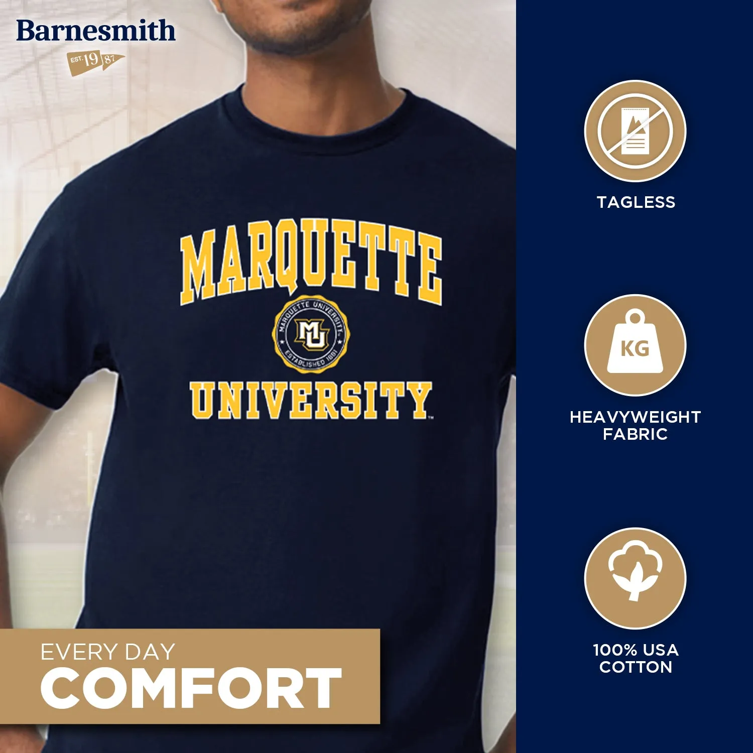 Marquette University Heritage T-Shirt (Navy) sold by Barnesmith product image thumbnail 3