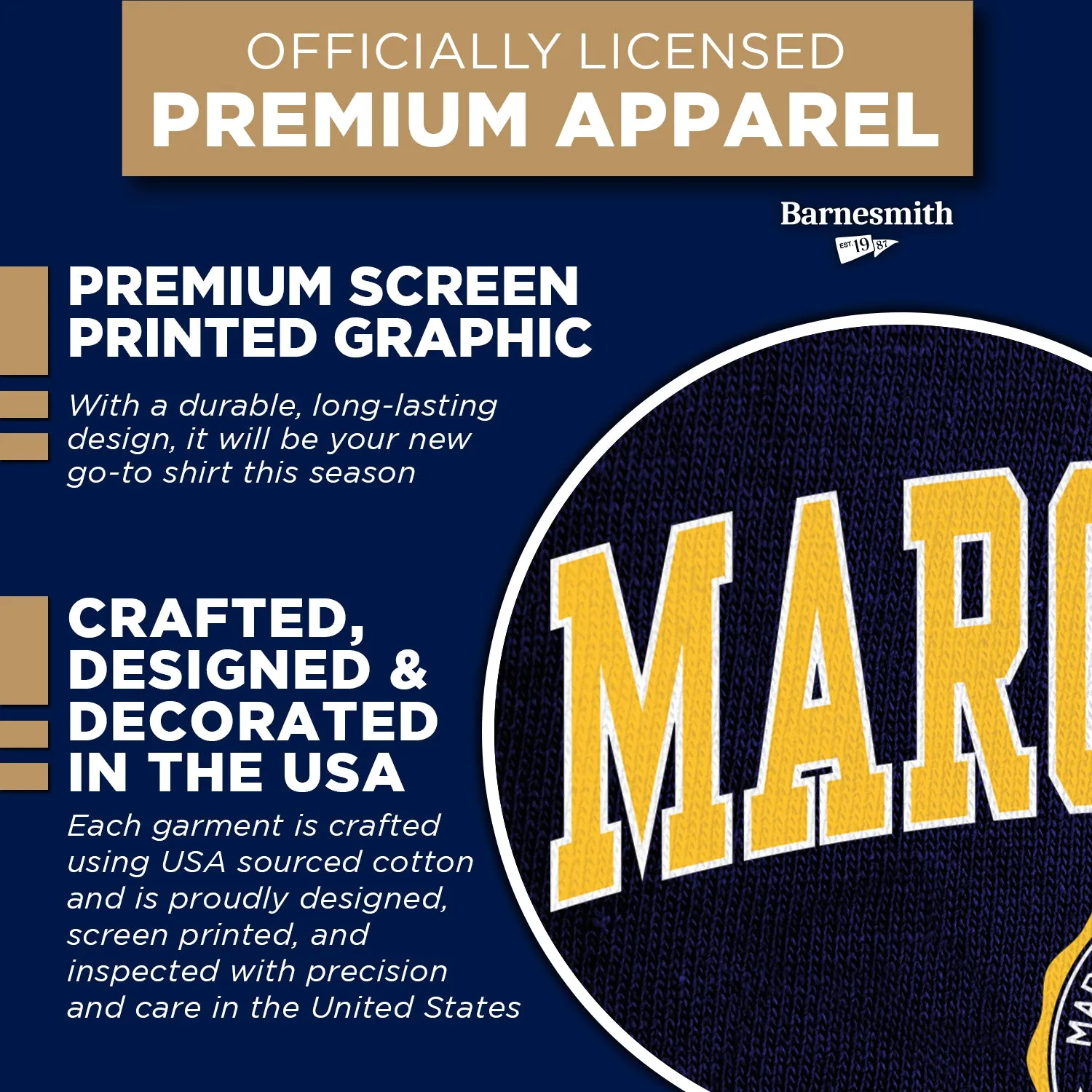 Marquette University Heritage T-Shirt (Navy) sold by Barnesmith product image thumbnail 4