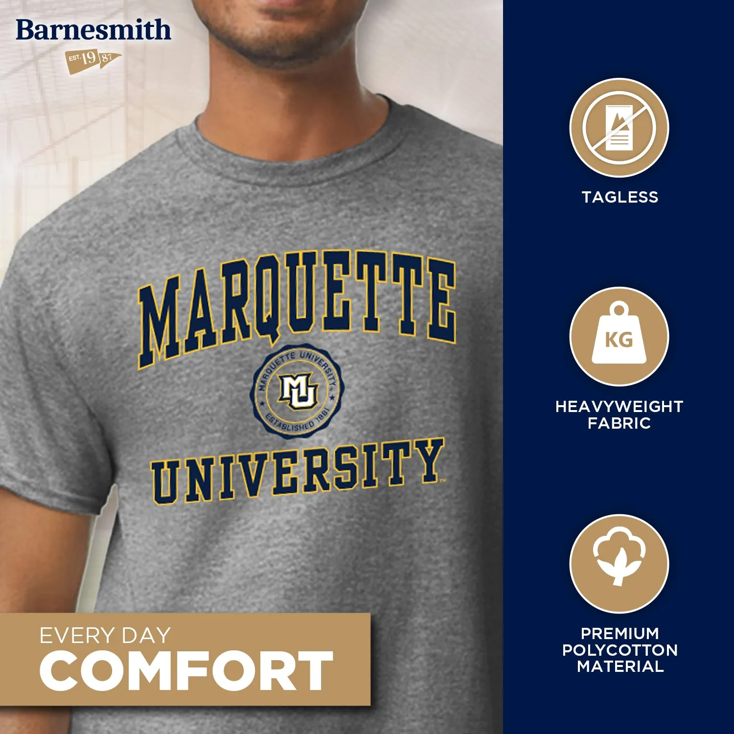 Marquette University Heritage T-Shirt (Charcoal Grey) sold by Barnesmith product image thumbnail 3
