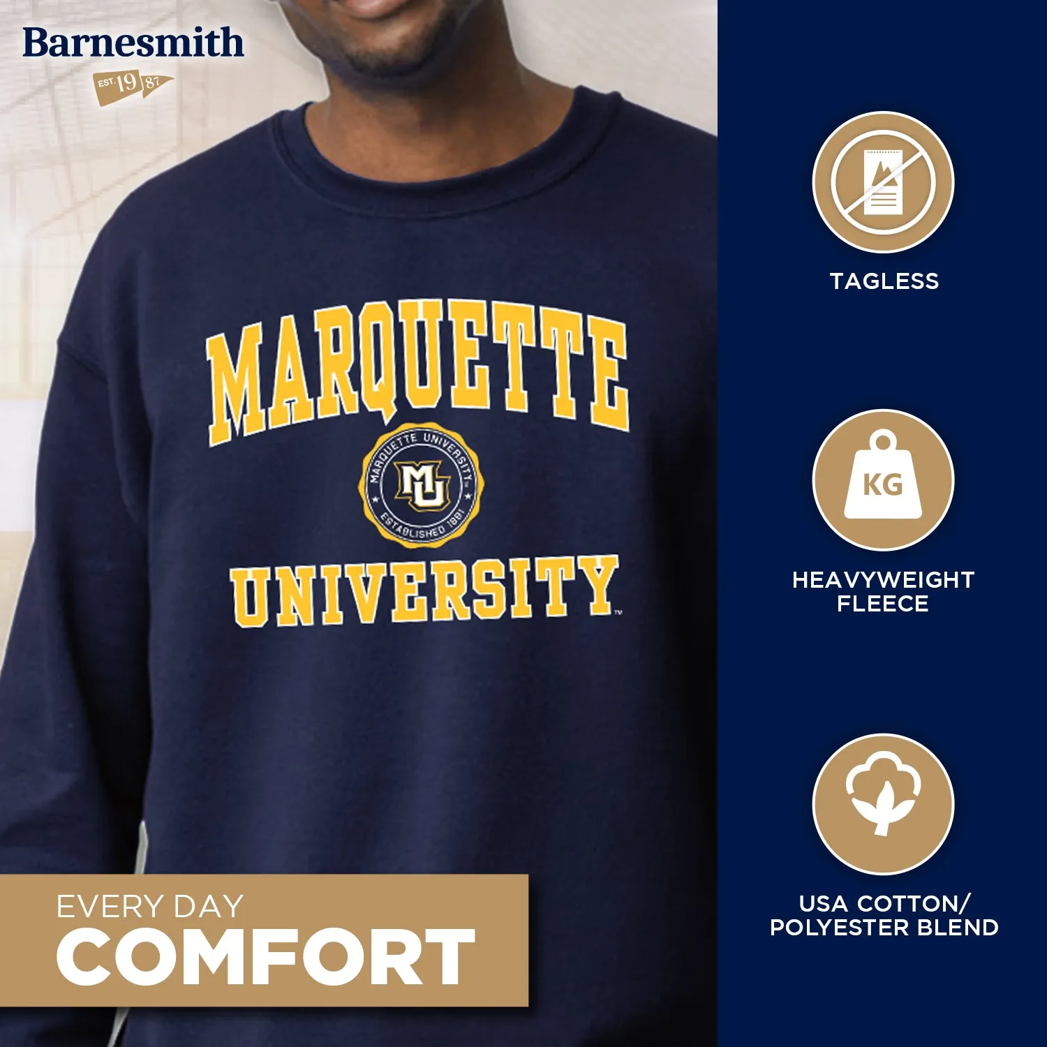Marquette University Heritage Sweatshirt (Navy) sold by Barnesmith product image thumbnail 3
