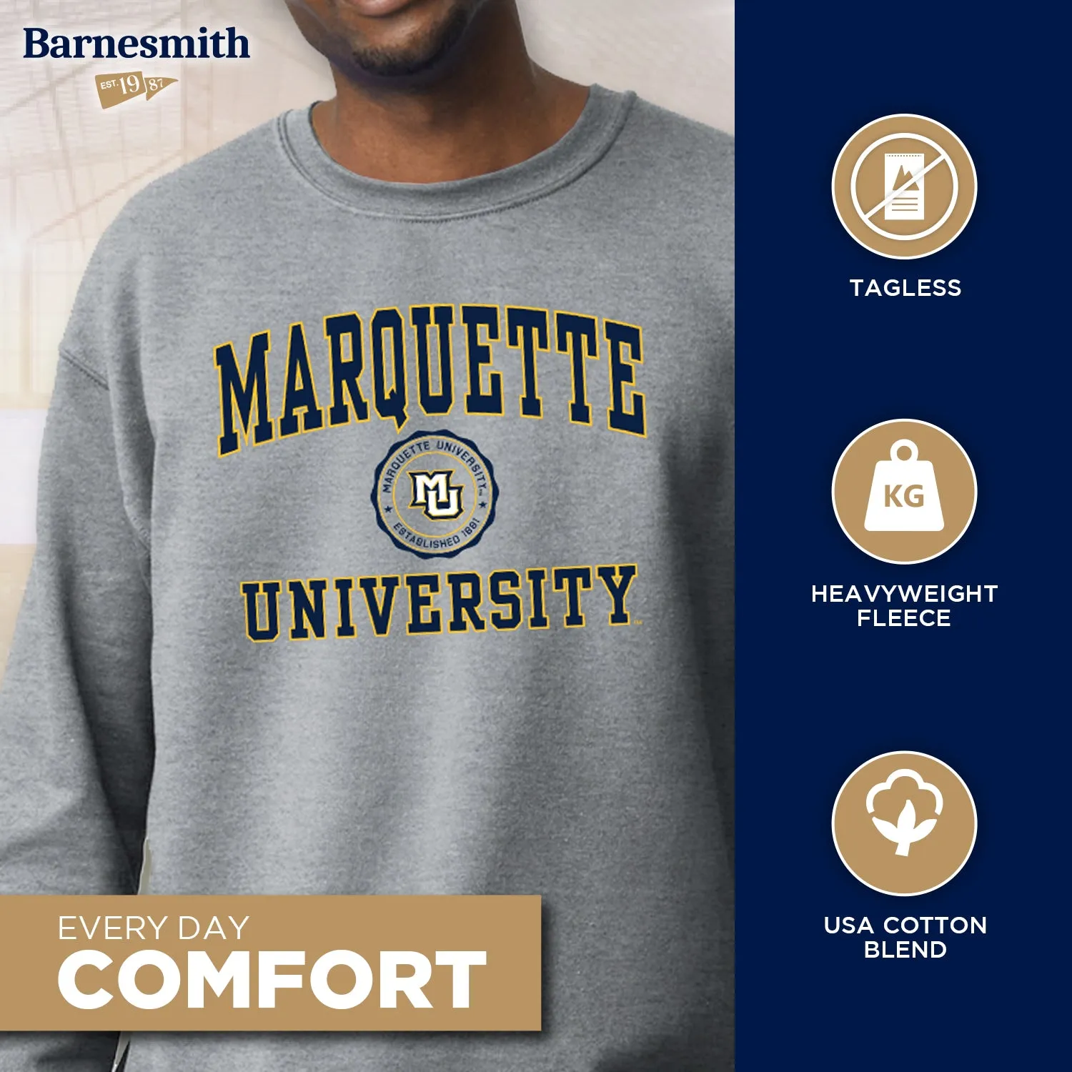 Marquette University Heritage Sweatshirt (Charcoal Grey) sold by Barnesmith product image thumbnail 3