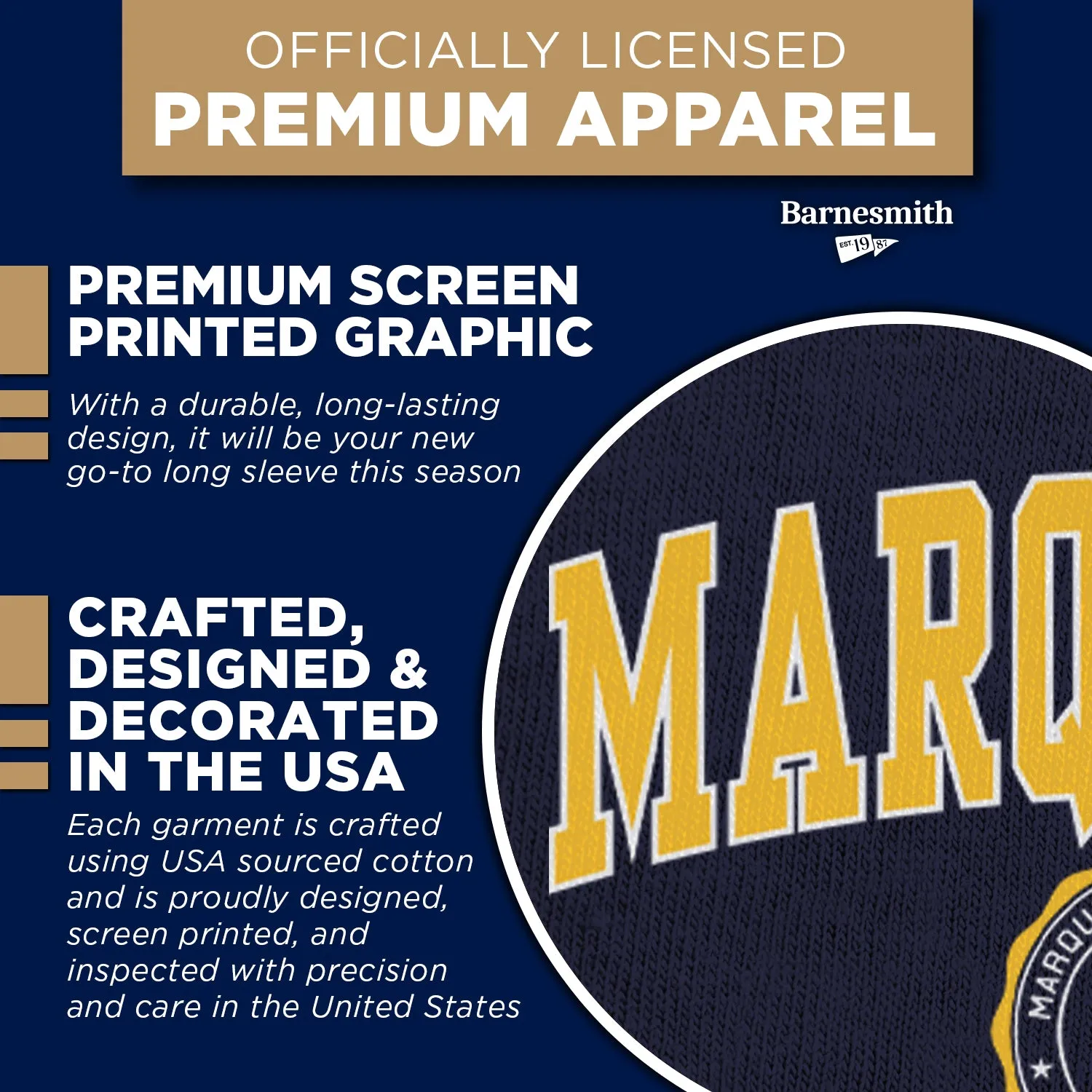 Marquette University Heritage Long Sleeve T-Shirt (Navy) sold by Barnesmith product image thumbnail 4