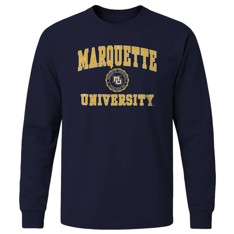 Marquette University Heritage Long Sleeve T-Shirt (Navy) sold by Barnesmith