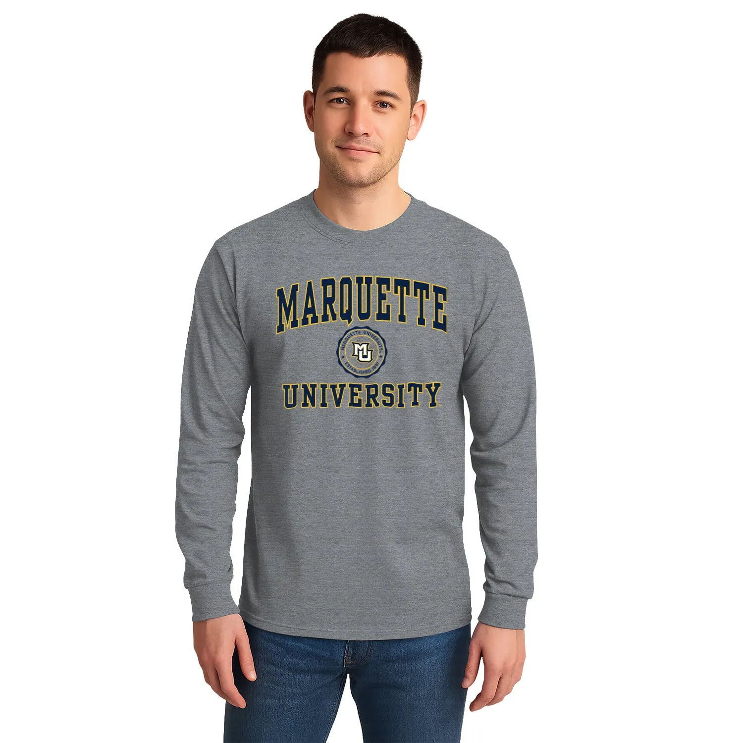 Marquette University Heritage Long Sleeve T-Shirt (Charcoal Grey) sold by Barnesmith product image thumbnail 2