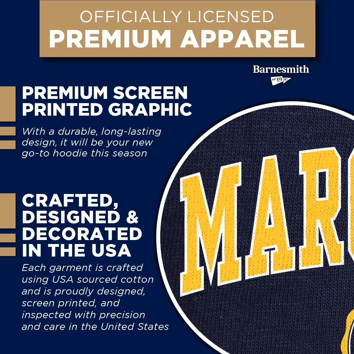 Marquette University Heritage Hooded Sweatshirt (Navy) sold by Barnesmith product image thumbnail 4