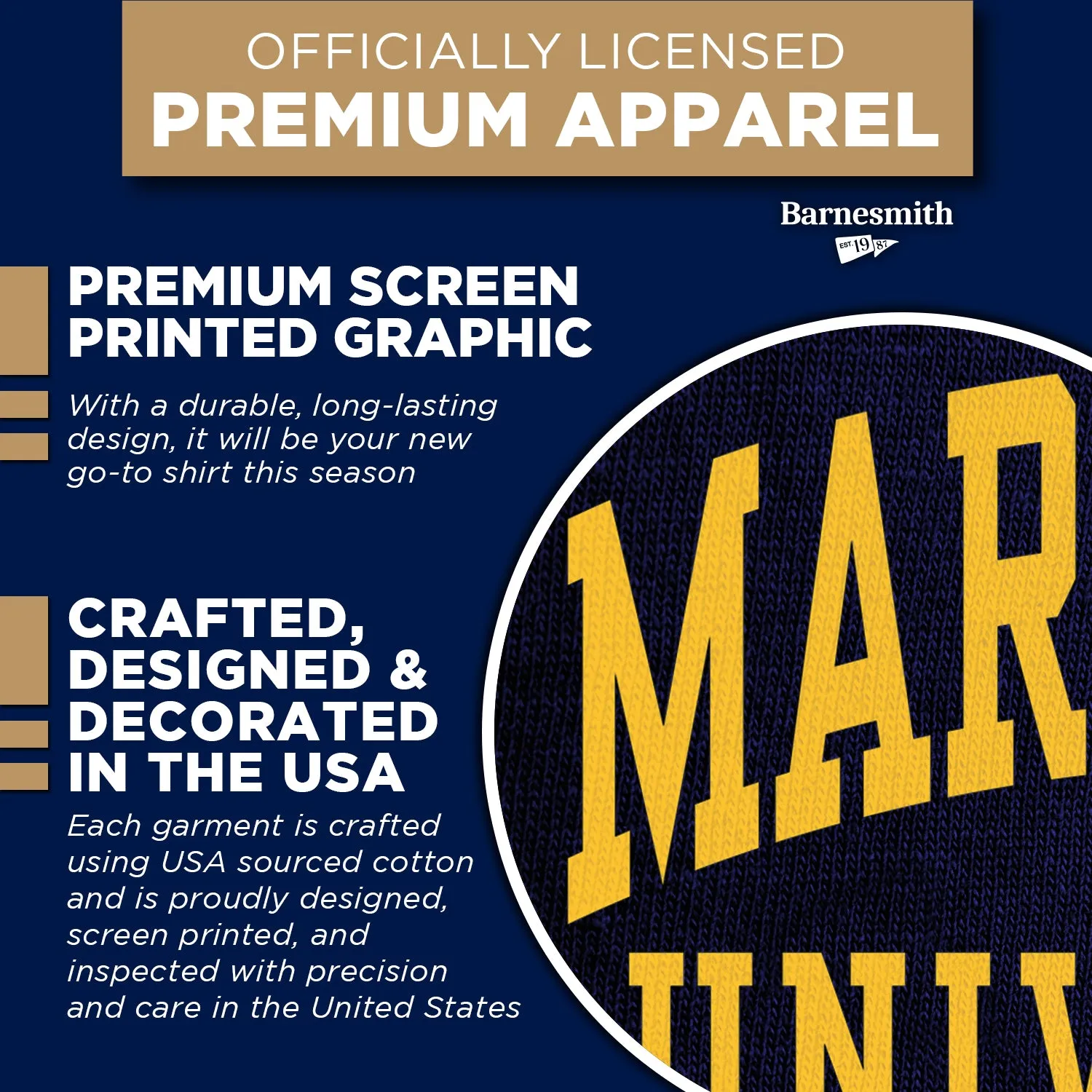 Marquette University Classic T-Shirt (Navy) sold by Barnesmith product image thumbnail 4