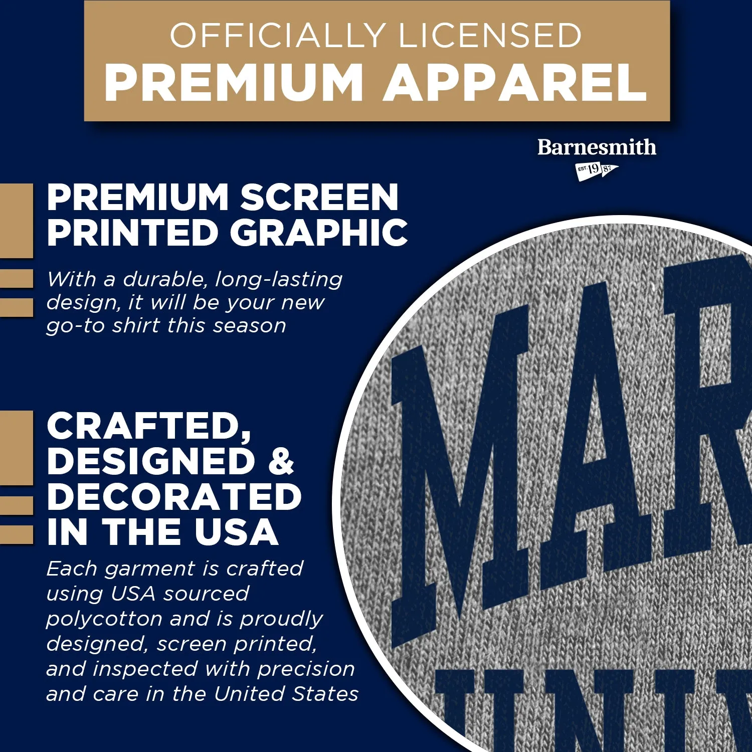 Marquette University Classic T-Shirt (Charcoal Grey) sold by Barnesmith product image thumbnail 4