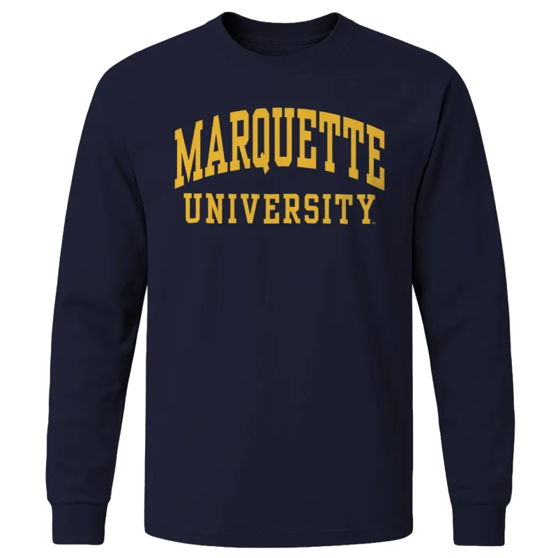 Marquette University Classic Long Sleeve T-Shirt (Navy) sold by Barnesmith