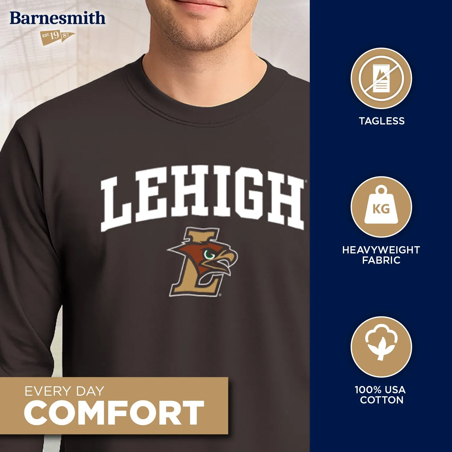 Lehigh University Heritage Long Sleeve T-Shirt (Brown) sold by Barnesmith product image thumbnail 3