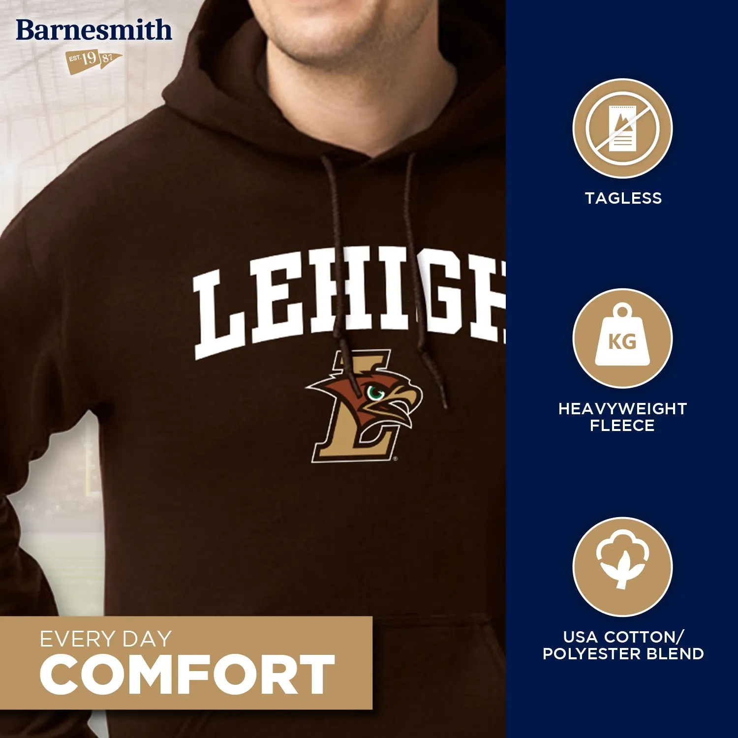 Lehigh University Heritage Hooded Sweatshirt (Brown) sold by Barnesmith product image thumbnail 3