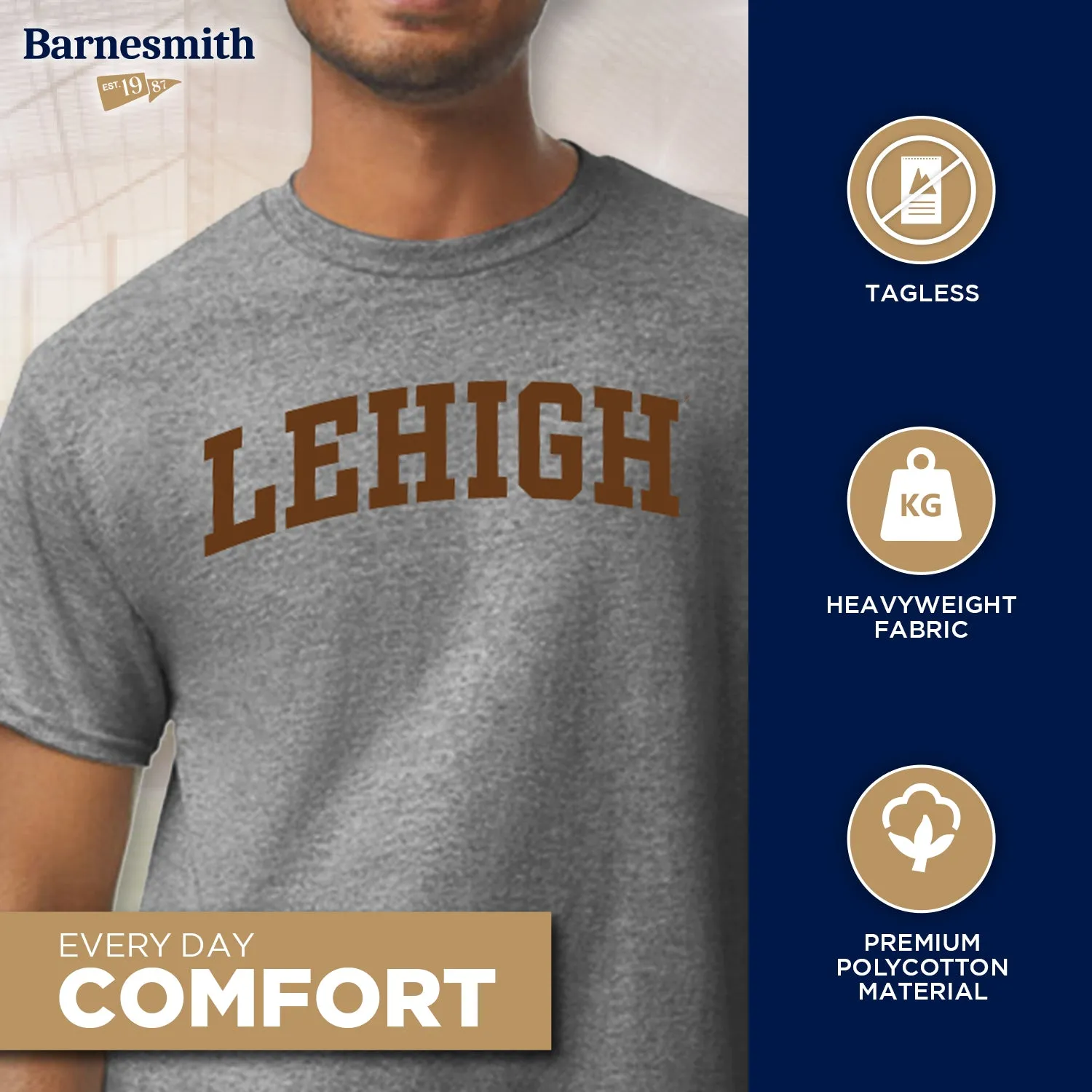 Lehigh University Classic T-Shirt (Charcoal Grey) sold by Barnesmith product image thumbnail 3