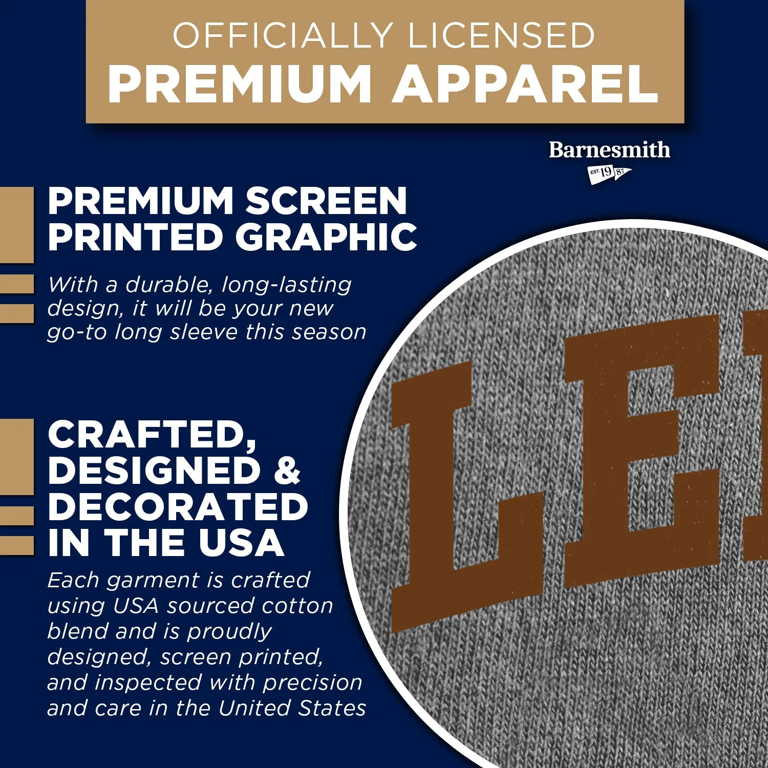 Lehigh University Classic Long Sleeve T-Shirt (Charcoal Grey) sold by Barnesmith product image thumbnail 4