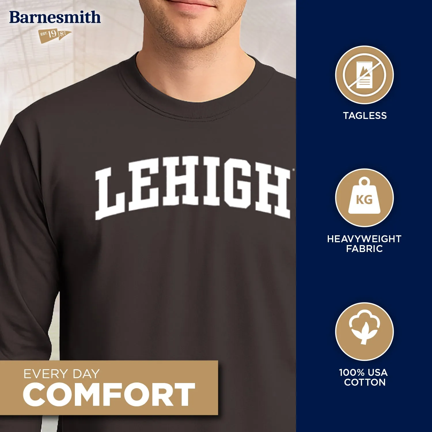 Lehigh University Classic Long Sleeve T-Shirt (Brown) sold by Barnesmith product image thumbnail 3