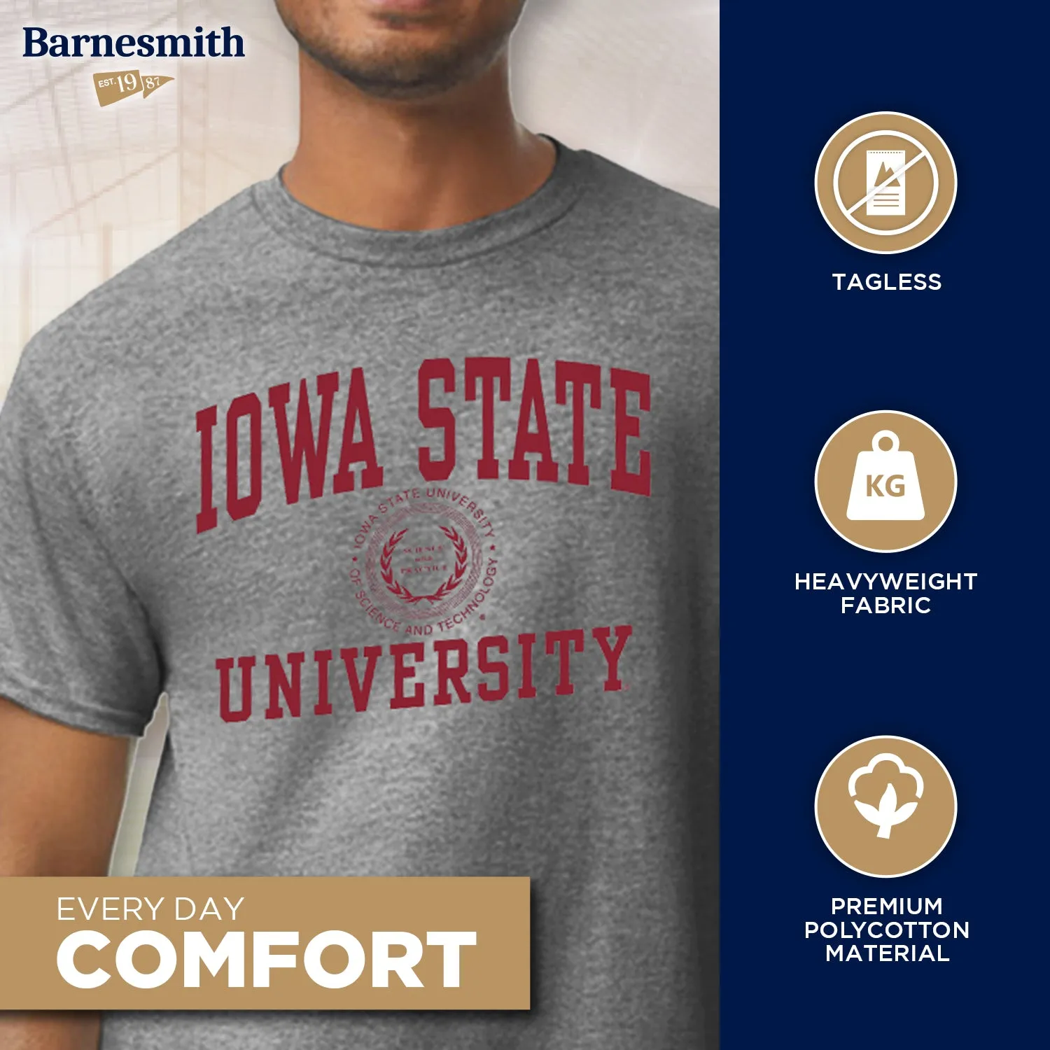 Iowa State University Heritage T-Shirt (Charcoal Grey) sold by Barnesmith product image thumbnail 3
