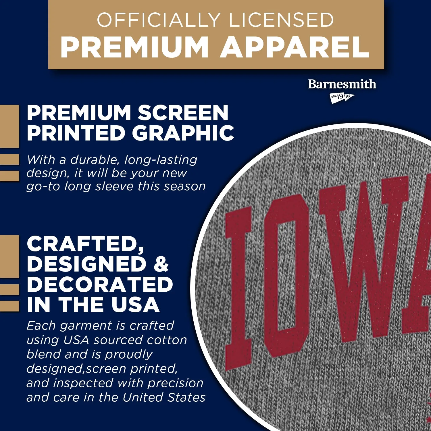 Iowa State University Heritage Long Sleeve T-Shirt (Charcoal Grey) sold by Barnesmith product image thumbnail 4