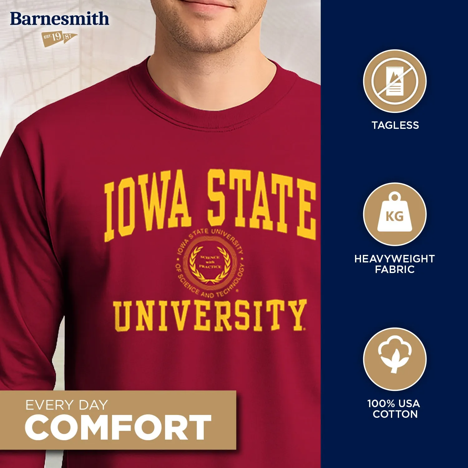 Iowa State University Heritage Long Sleeve T-Shirt (Cardinal) sold by Barnesmith product image thumbnail 3