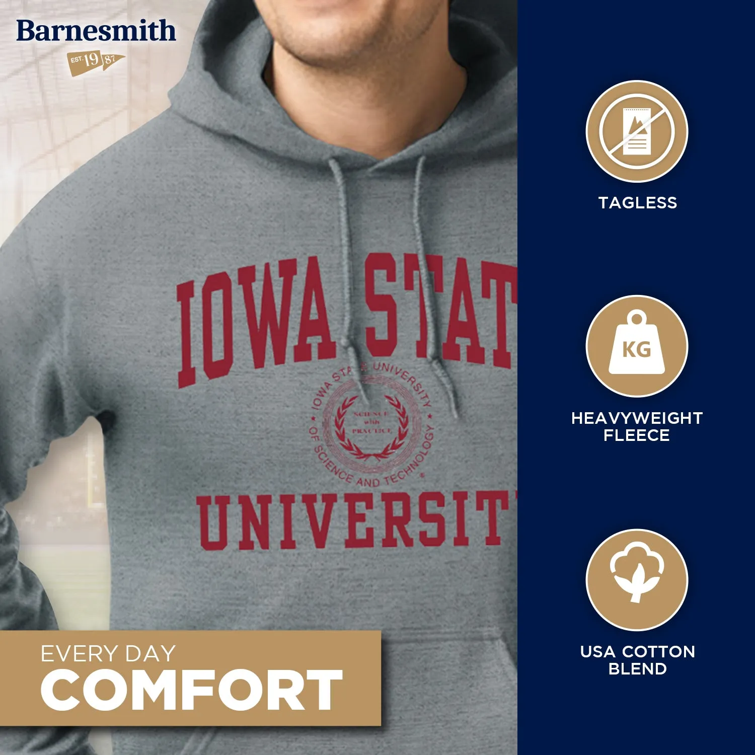Iowa State University Heritage Hooded Sweatshirt (Charcoal Grey) sold by Barnesmith product image thumbnail 3