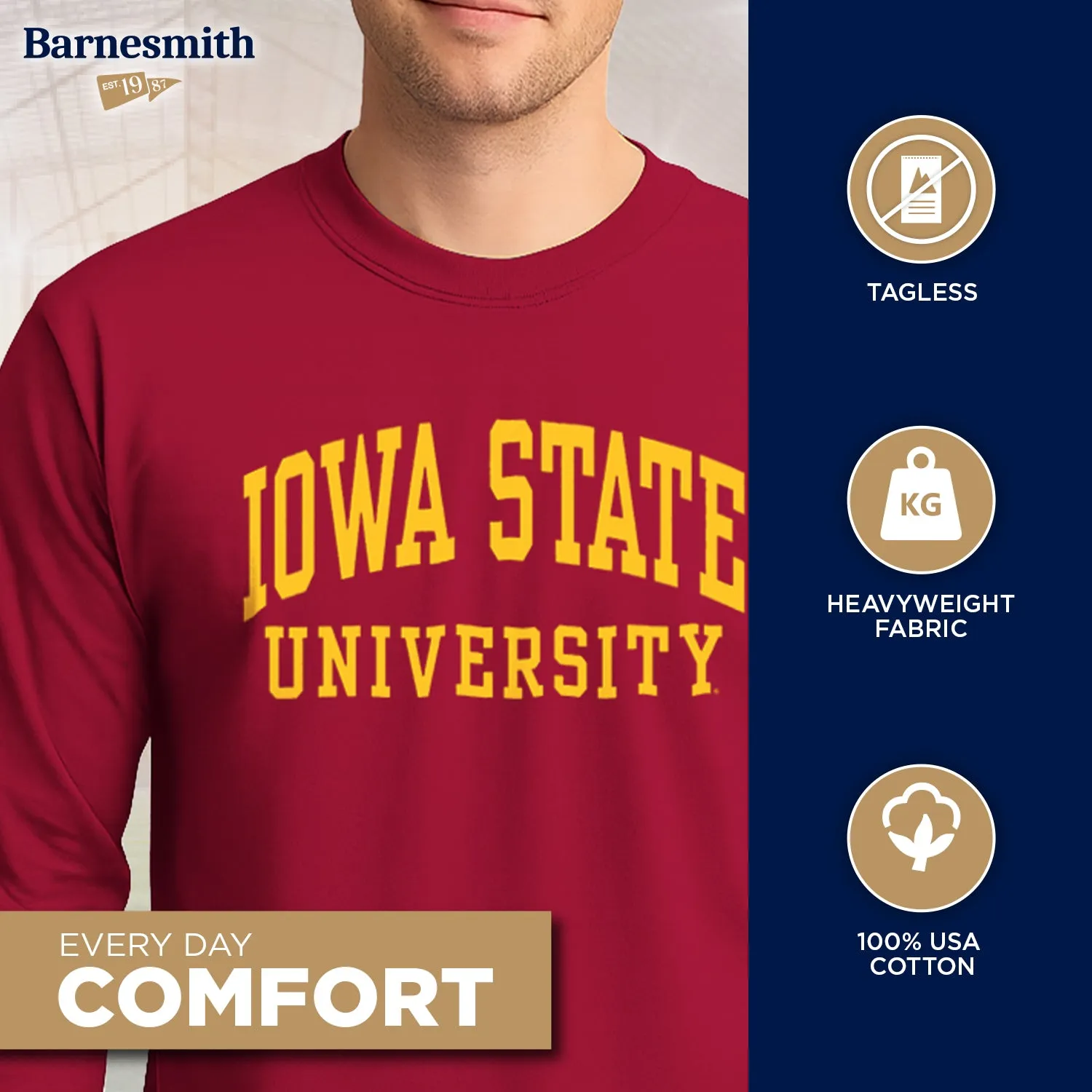 Iowa State University Classic Long Sleeve T-Shirt (Cardinal) sold by Barnesmith product image thumbnail 3