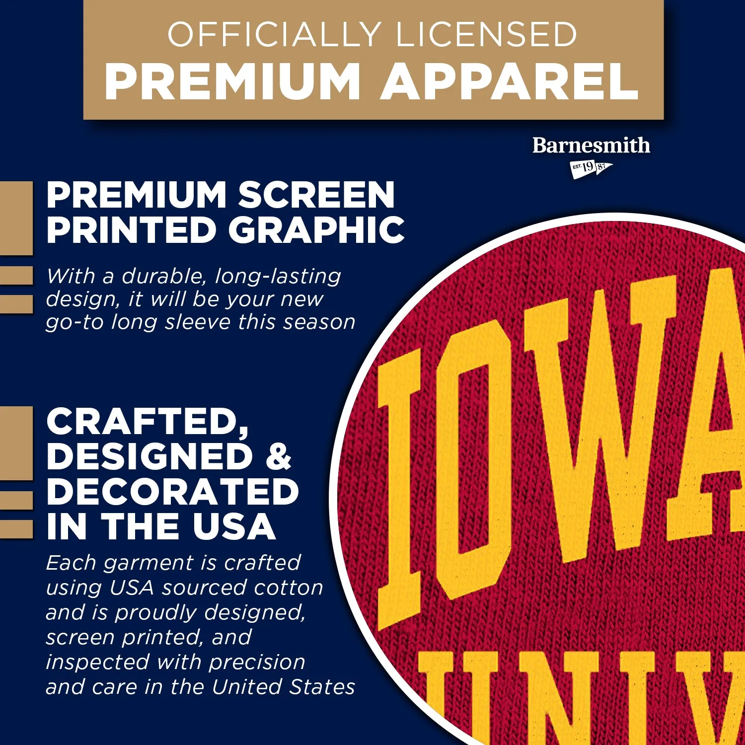 Iowa State University Classic Long Sleeve T-Shirt (Cardinal) sold by Barnesmith product image thumbnail 4