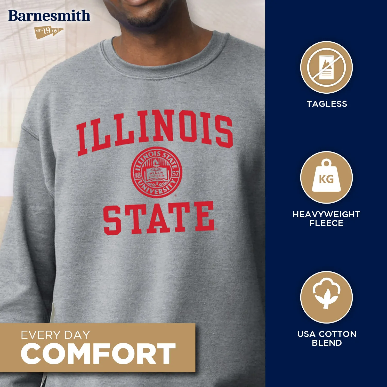 Illinois State University Heritage Sweatshirt (Charcoal Grey) sold by Barnesmith product image thumbnail 3