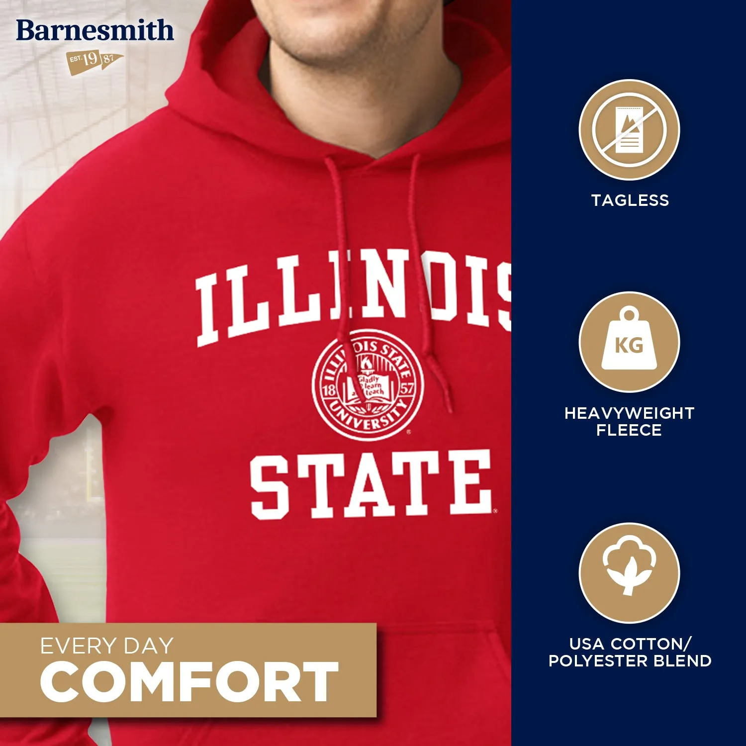 Illinois State University Heritage Hooded Sweatshirt (Red) sold by Barnesmith product image thumbnail 3