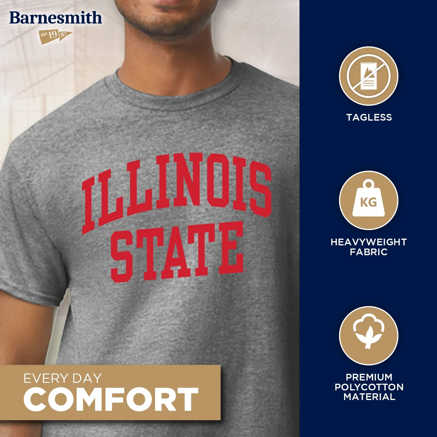 Illinois State University Classic T-Shirt (Charcoal Grey) sold by Barnesmith product image thumbnail 3