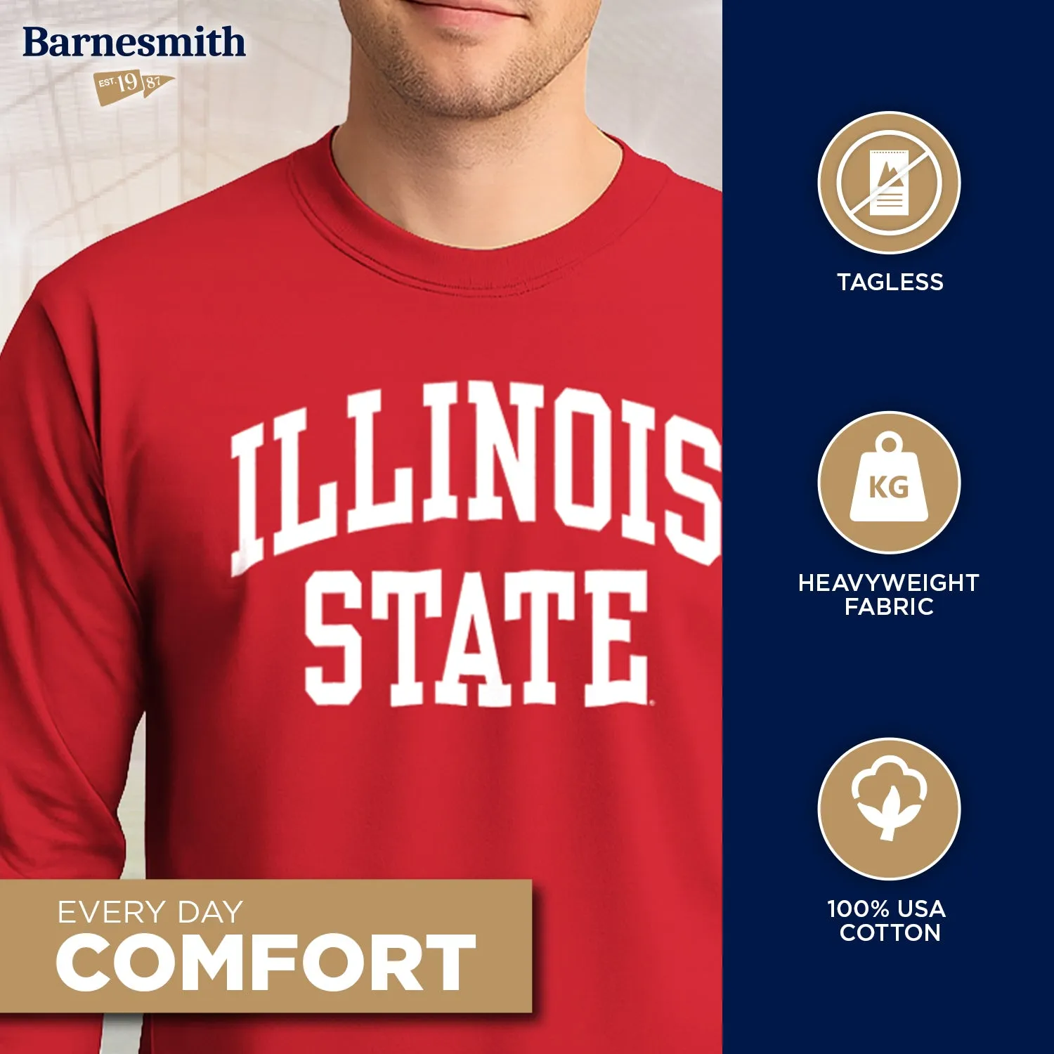 Illinois State University Classic Long Sleeve T-Shirt (Red) sold by Barnesmith product image thumbnail 3