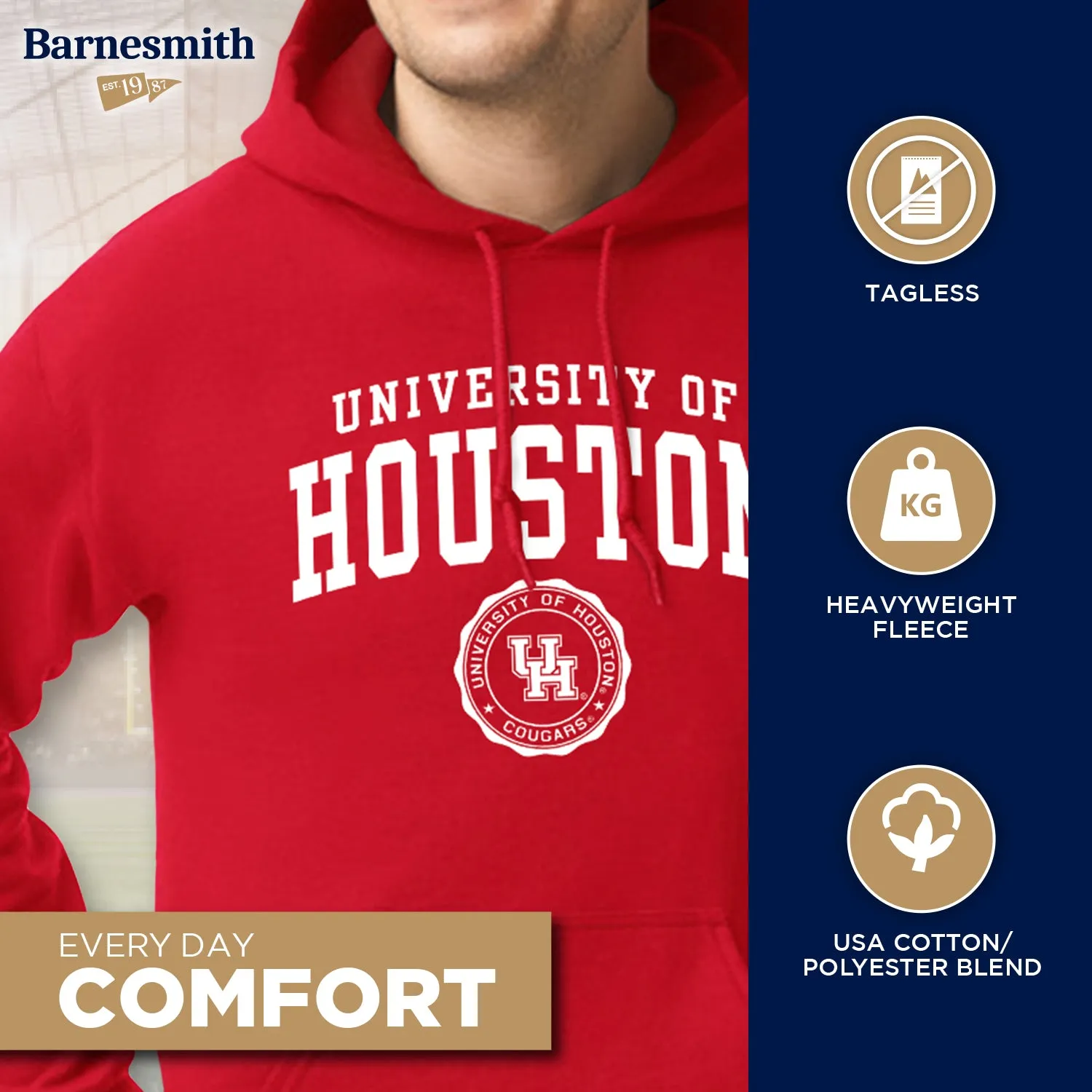 University of Houston Heritage Hooded Sweatshirt (Red) sold by Barnesmith product image thumbnail 3