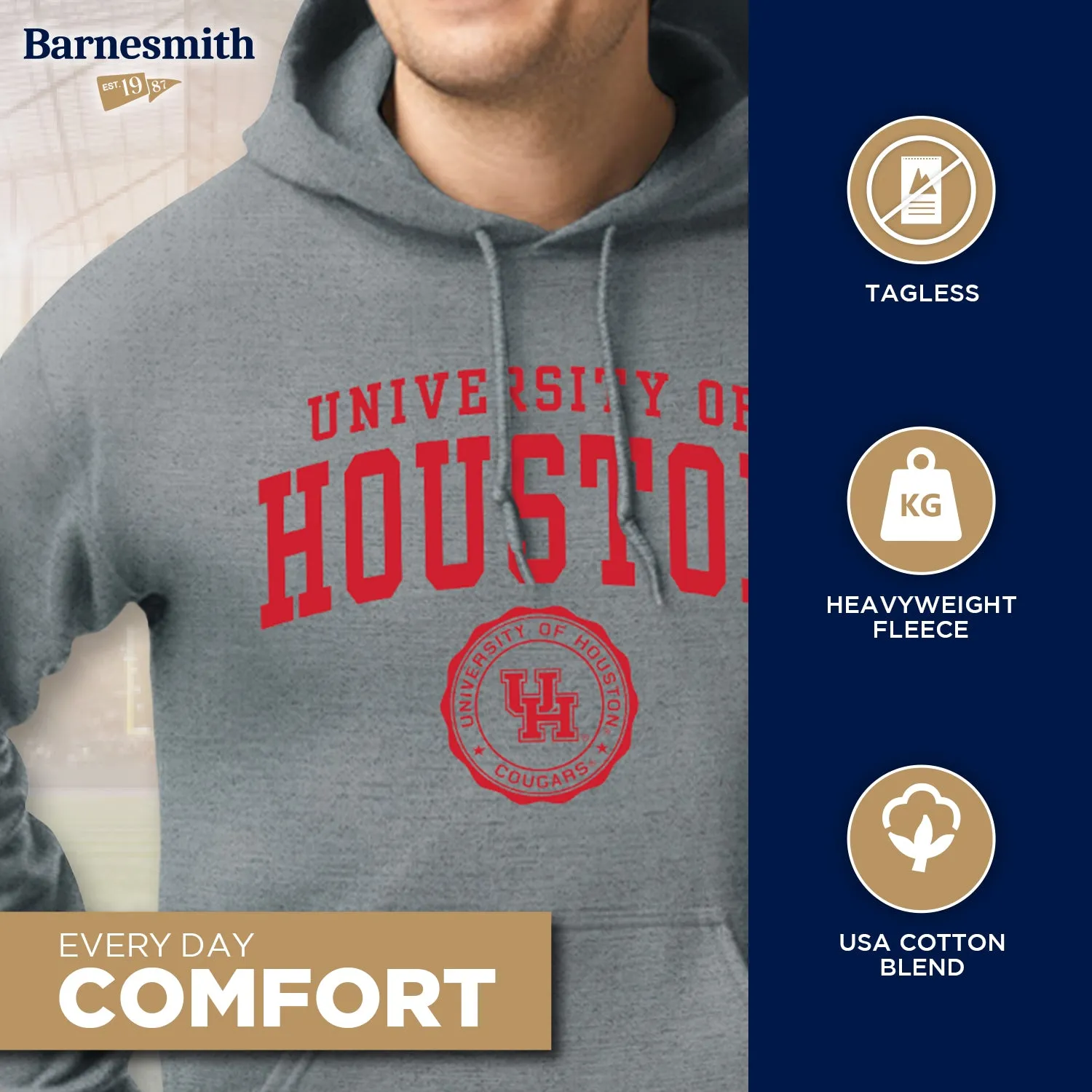 University of Houston Heritage Hooded Sweatshirt (Charcoal Grey) sold by Barnesmith product image thumbnail 3
