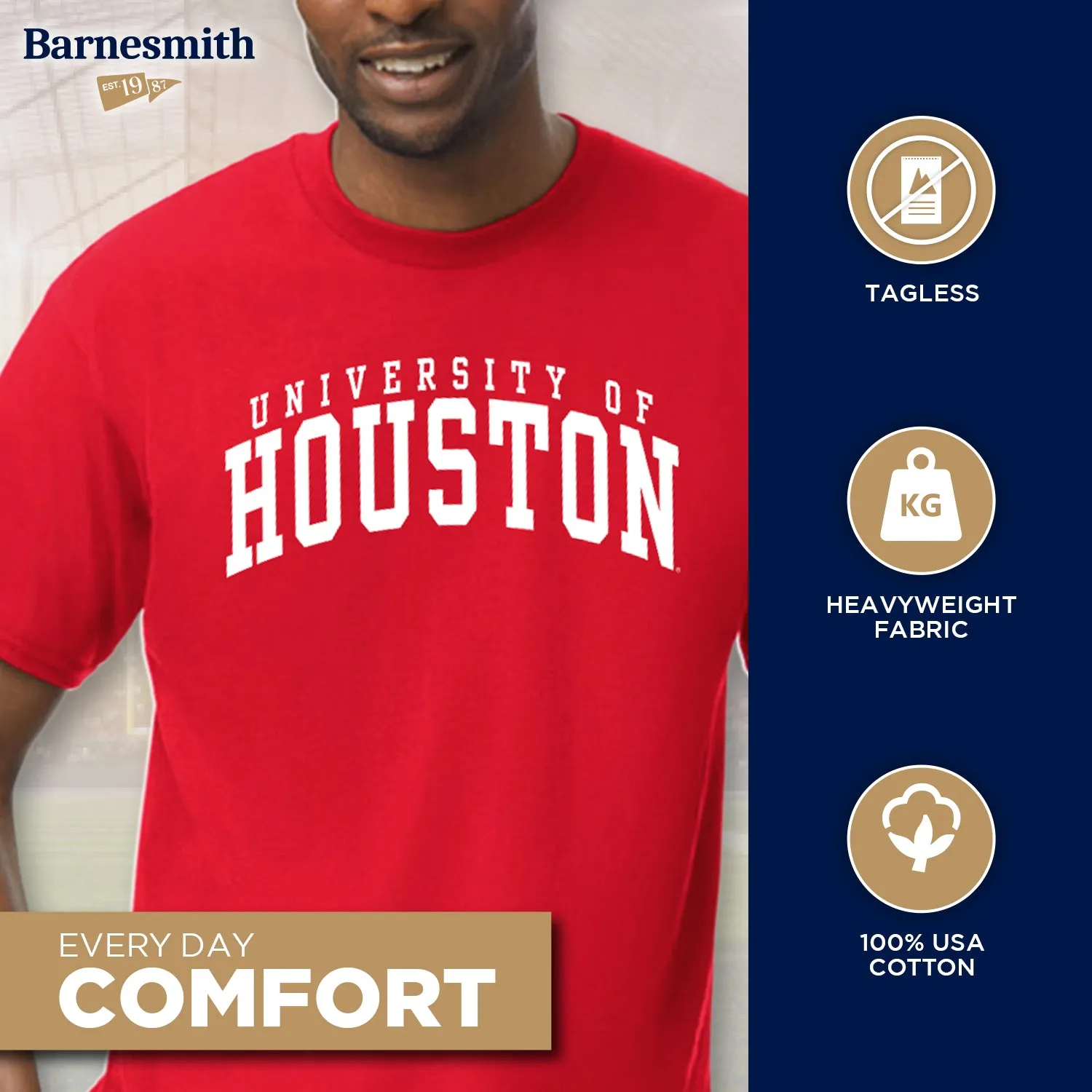 University of Houston Classic T-Shirt (Red) sold by Barnesmith product image thumbnail 3
