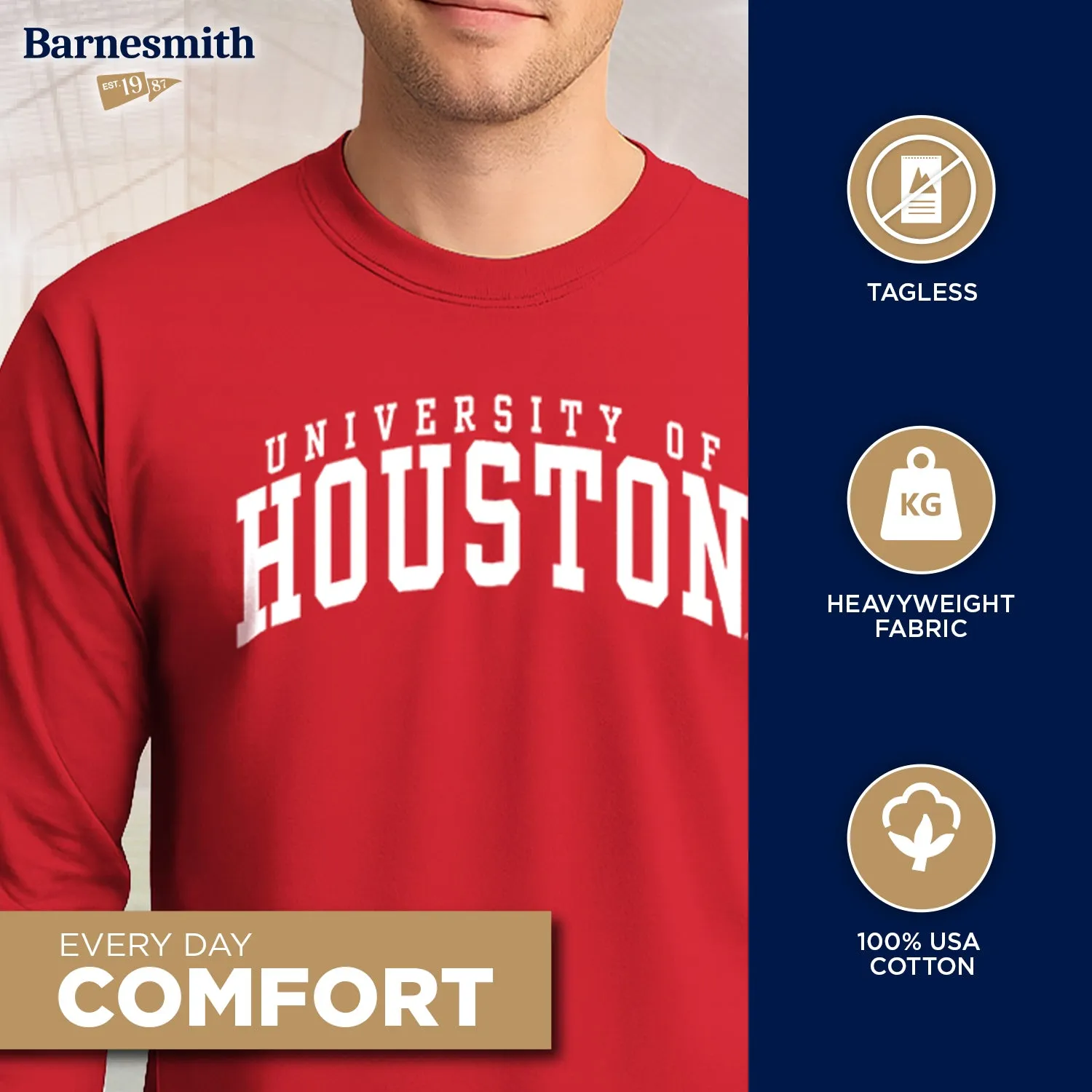 University of Houston Classic Long Sleeve T-Shirt (Red) sold by Barnesmith product image thumbnail 3
