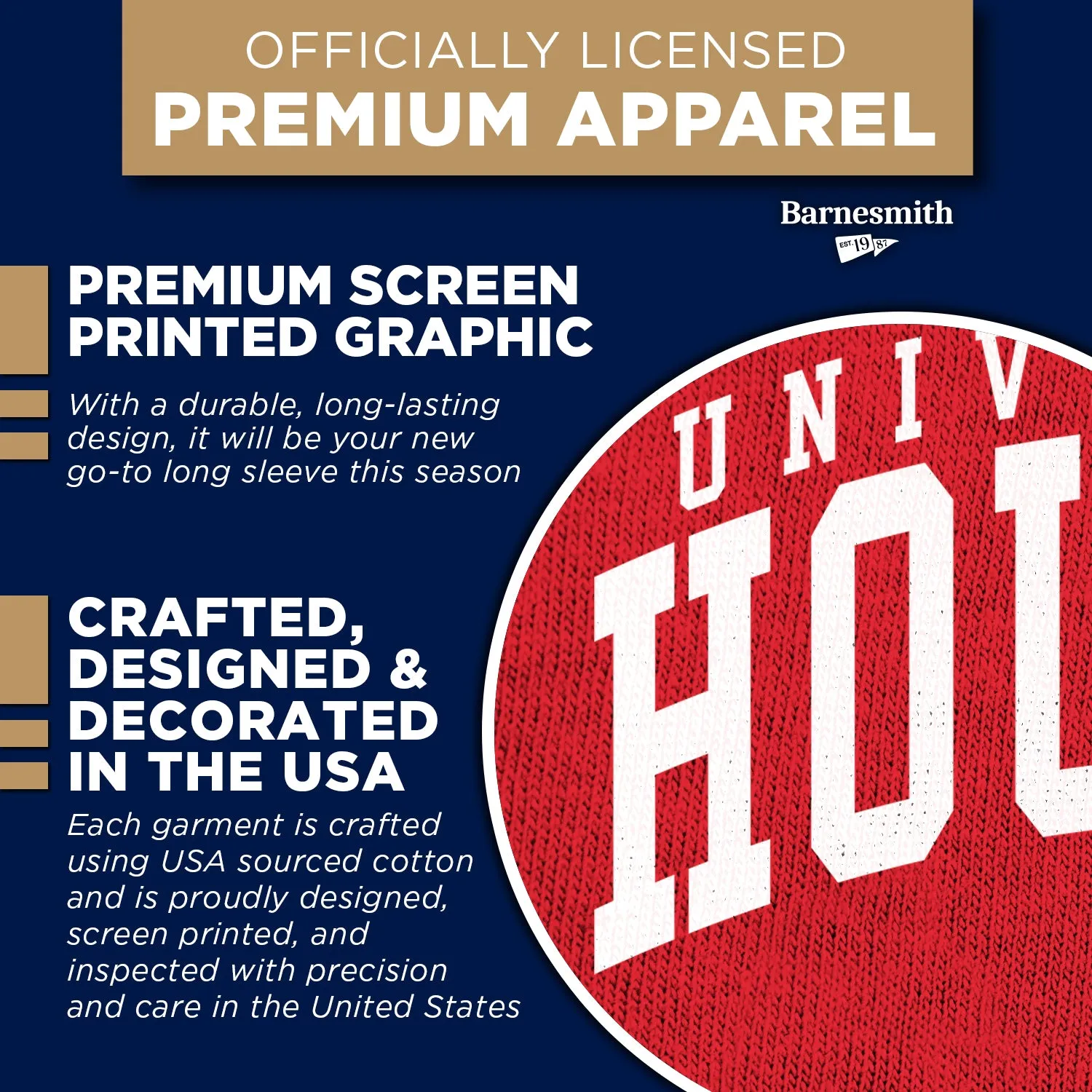 University of Houston Classic Long Sleeve T-Shirt (Red) sold by Barnesmith product image thumbnail 4