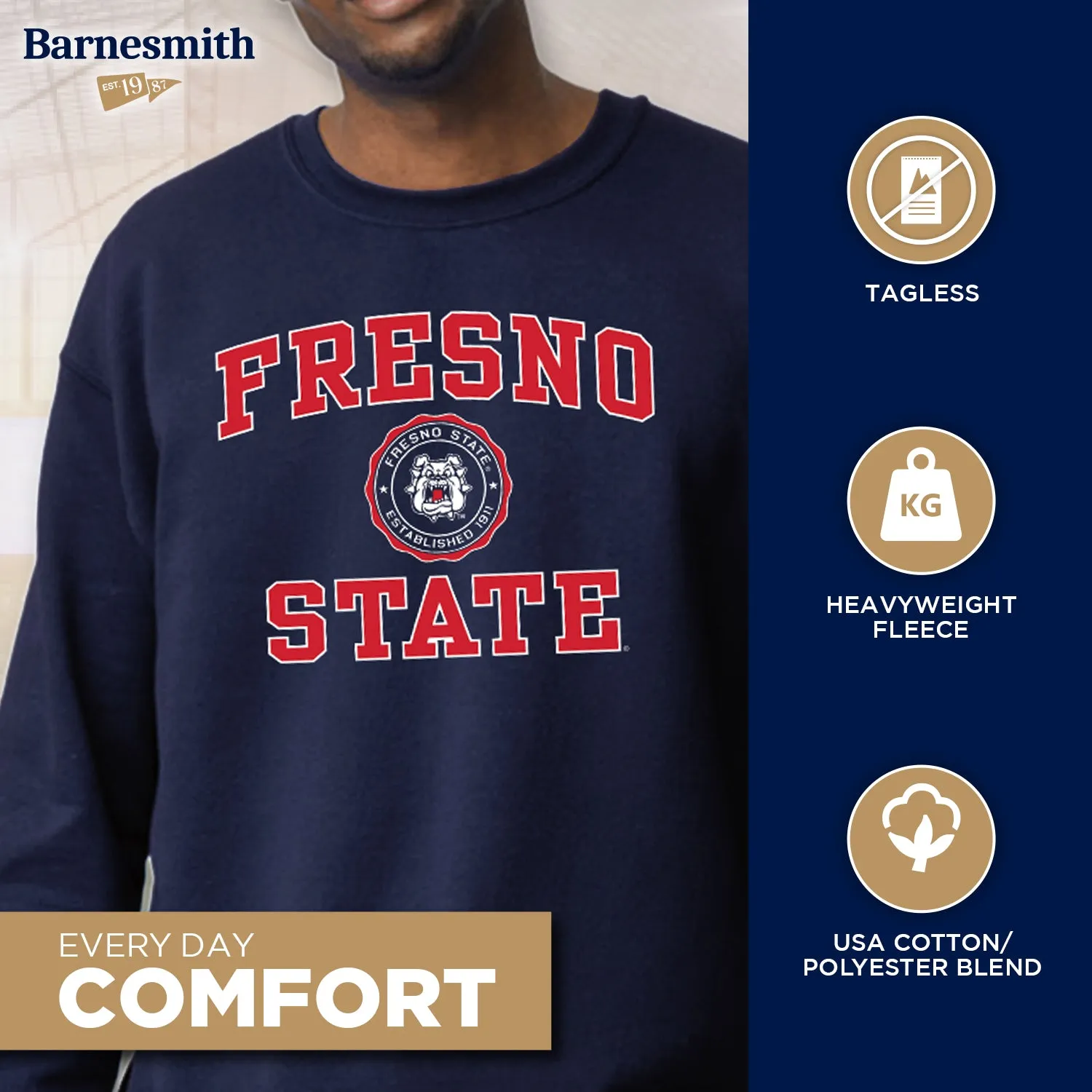 California State University Fresno Heritage Sweatshirt (Navy) sold by Barnesmith product image thumbnail 3