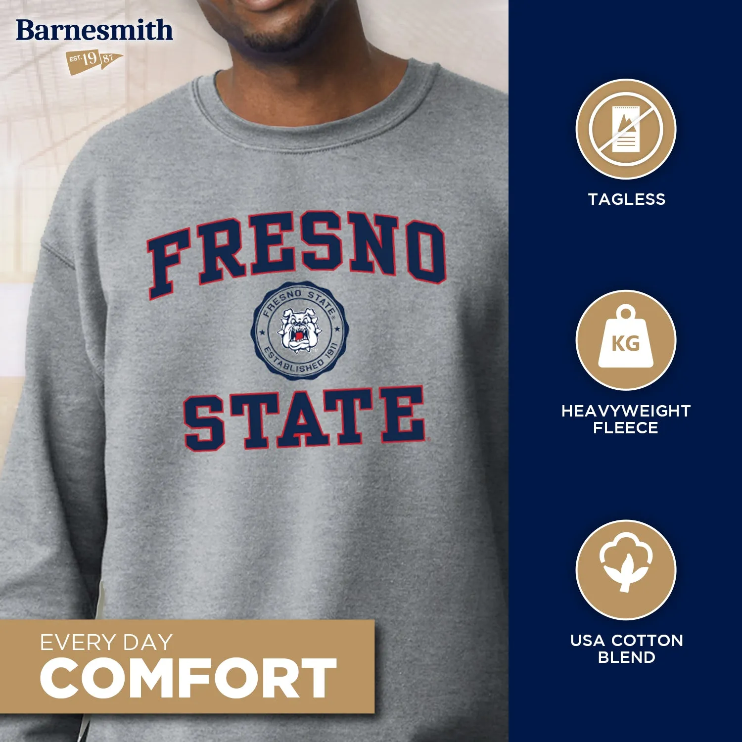 California State University Fresno Heritage Sweatshirt (Charcoal Grey) sold by Barnesmith product image thumbnail 3