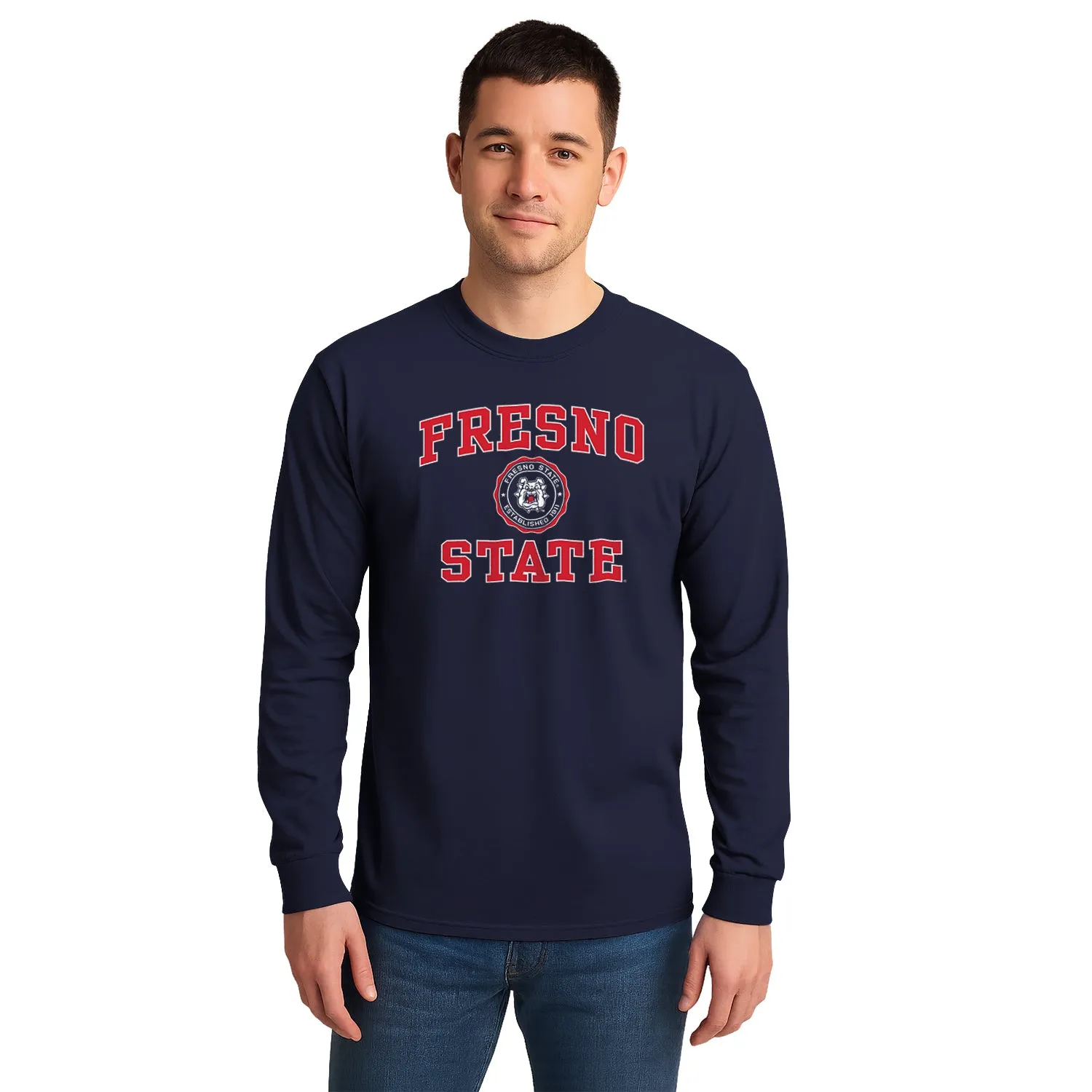 California State University Fresno Heritage Long Sleeve T-Shirt (Navy) sold by Barnesmith product image thumbnail 2
