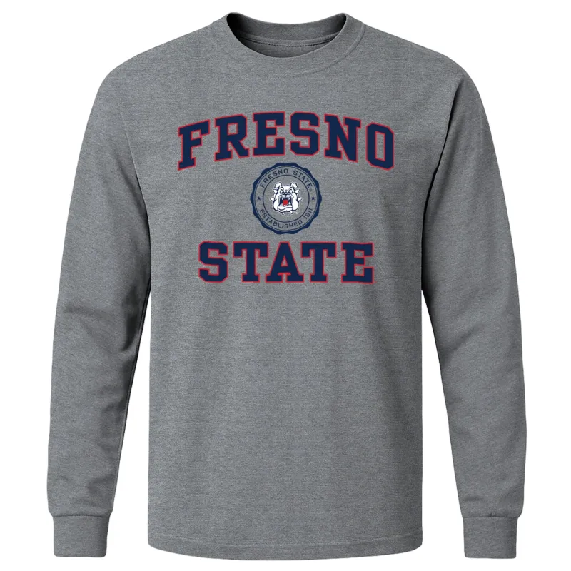 California State University Fresno Heritage Long Sleeve T-Shirt (Charcoal Grey) sold by Barnesmith