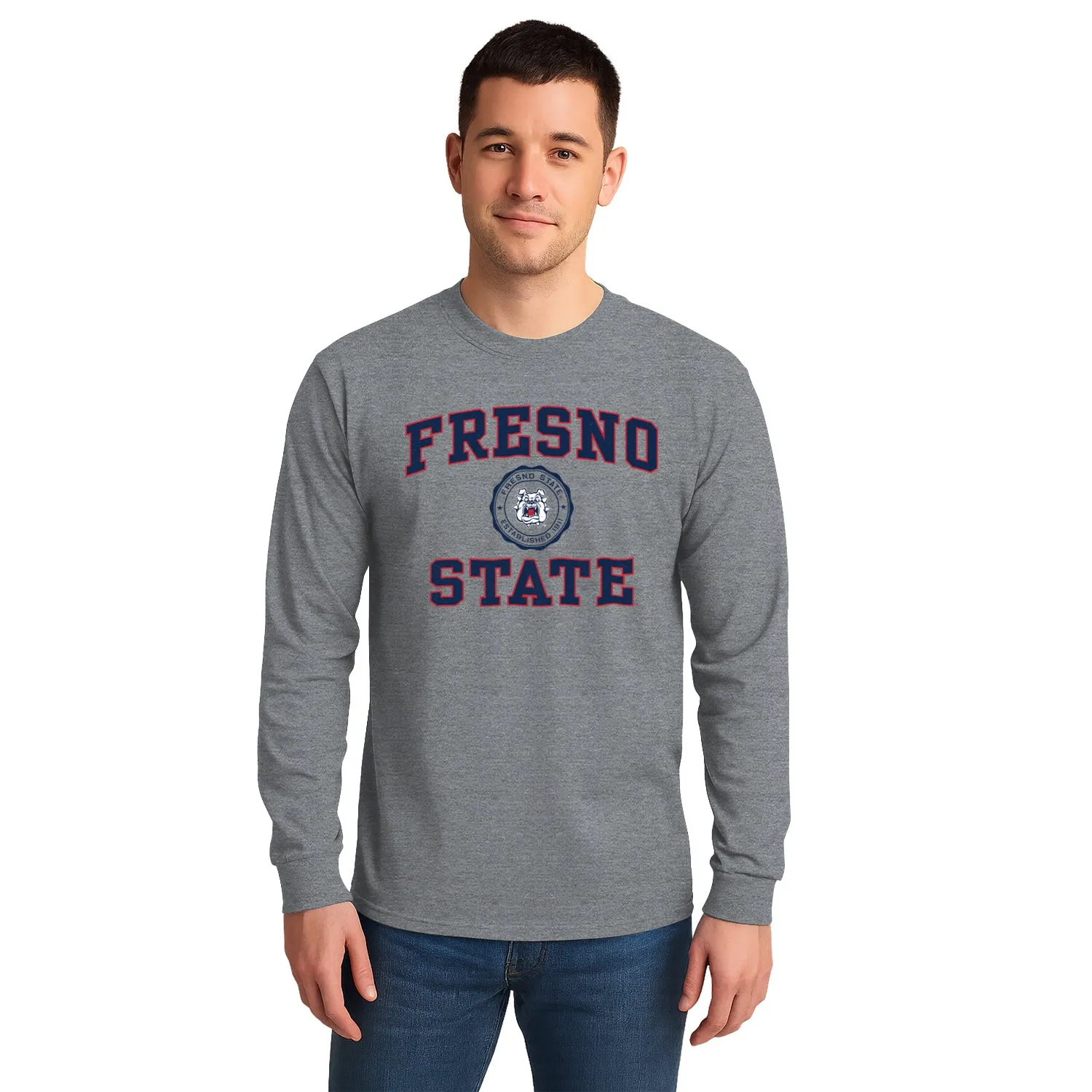 California State University Fresno Heritage Long Sleeve T-Shirt (Charcoal Grey) sold by Barnesmith product image thumbnail 2