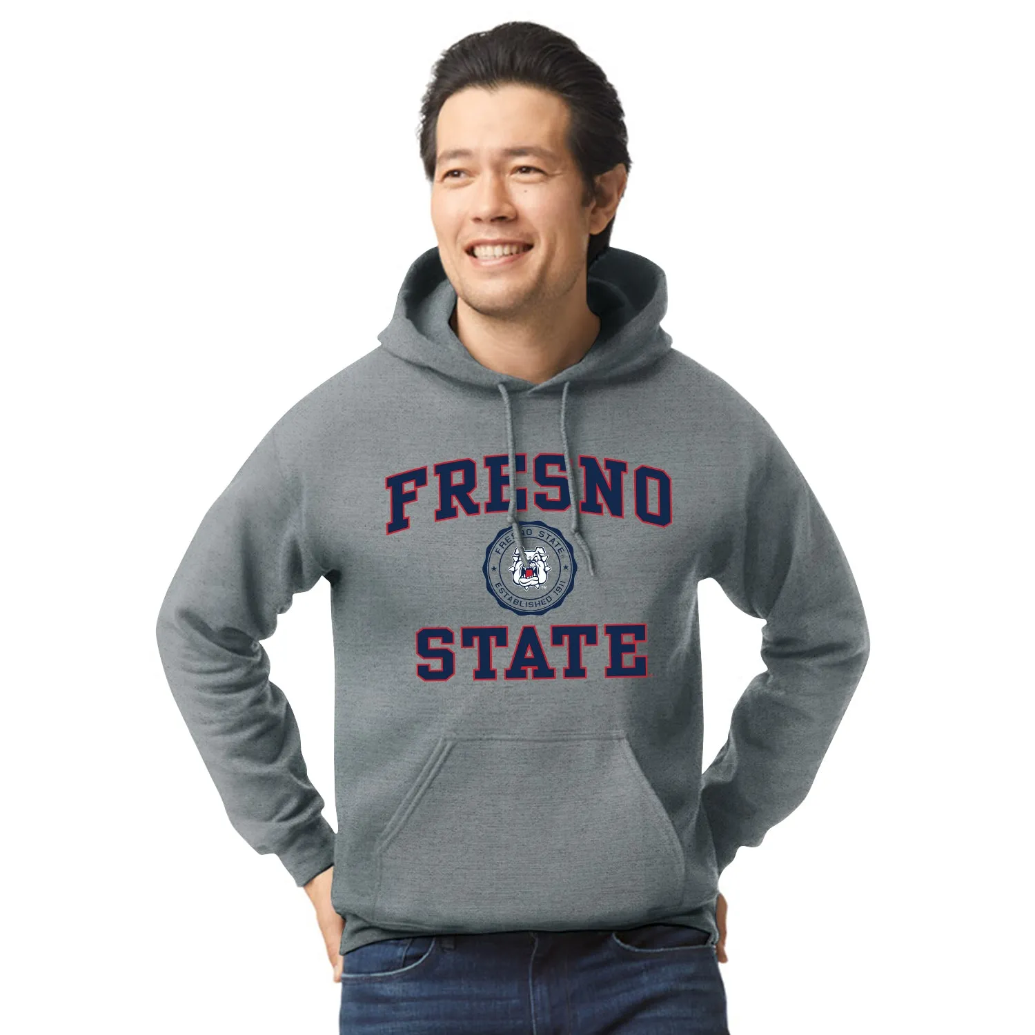 California State University Fresno Heritage Hooded Sweatshirt (Charcoal Grey) sold by Barnesmith product image thumbnail 2