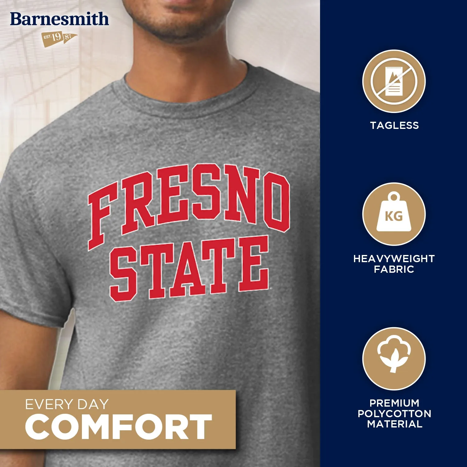 California State University Fresno Classic T-Shirt (Charcoal Grey) sold by Barnesmith product image thumbnail 3