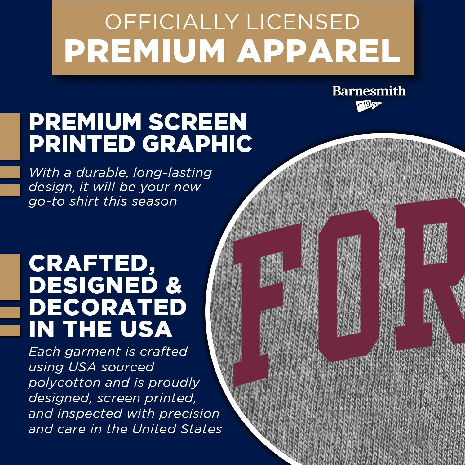 Fordham University Heritage T-Shirt (Charcoal Grey) sold by Barnesmith product image thumbnail 4