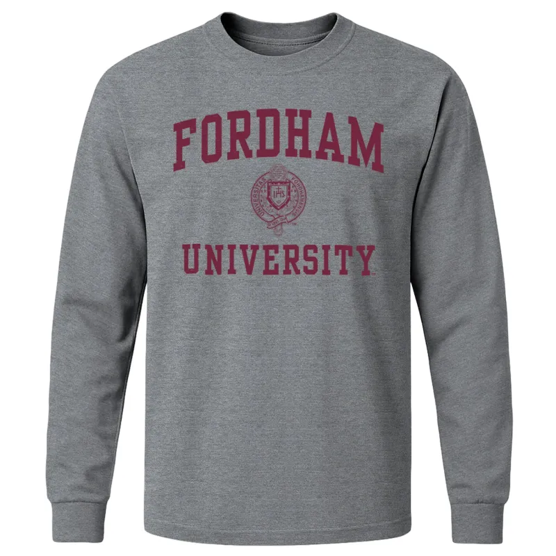 Fordham University Heritage Long Sleeve T-Shirt (Charcoal Grey) sold by Barnesmith