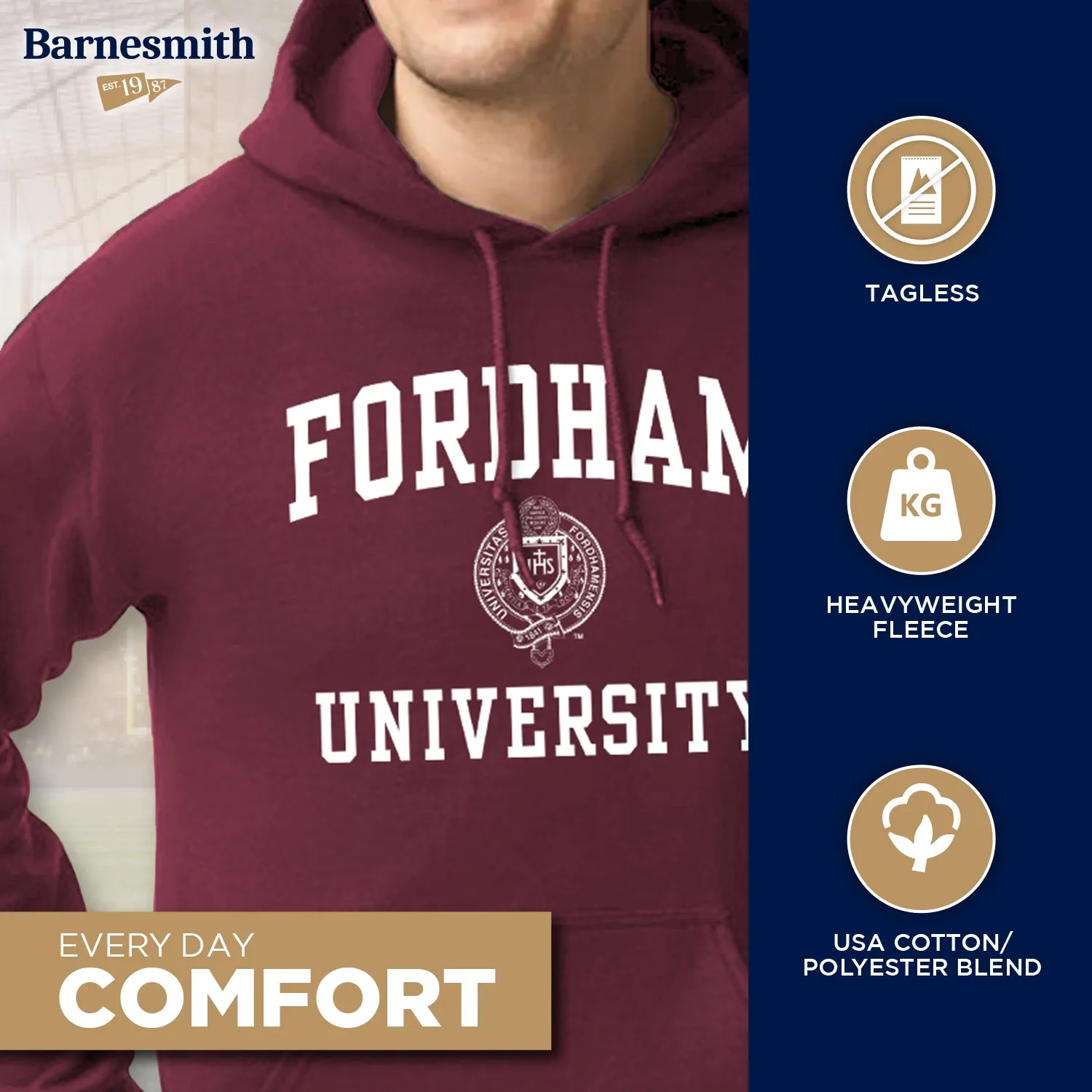 Fordham University Heritage Hooded Sweatshirt (Maroon) sold by Barnesmith product image thumbnail 3