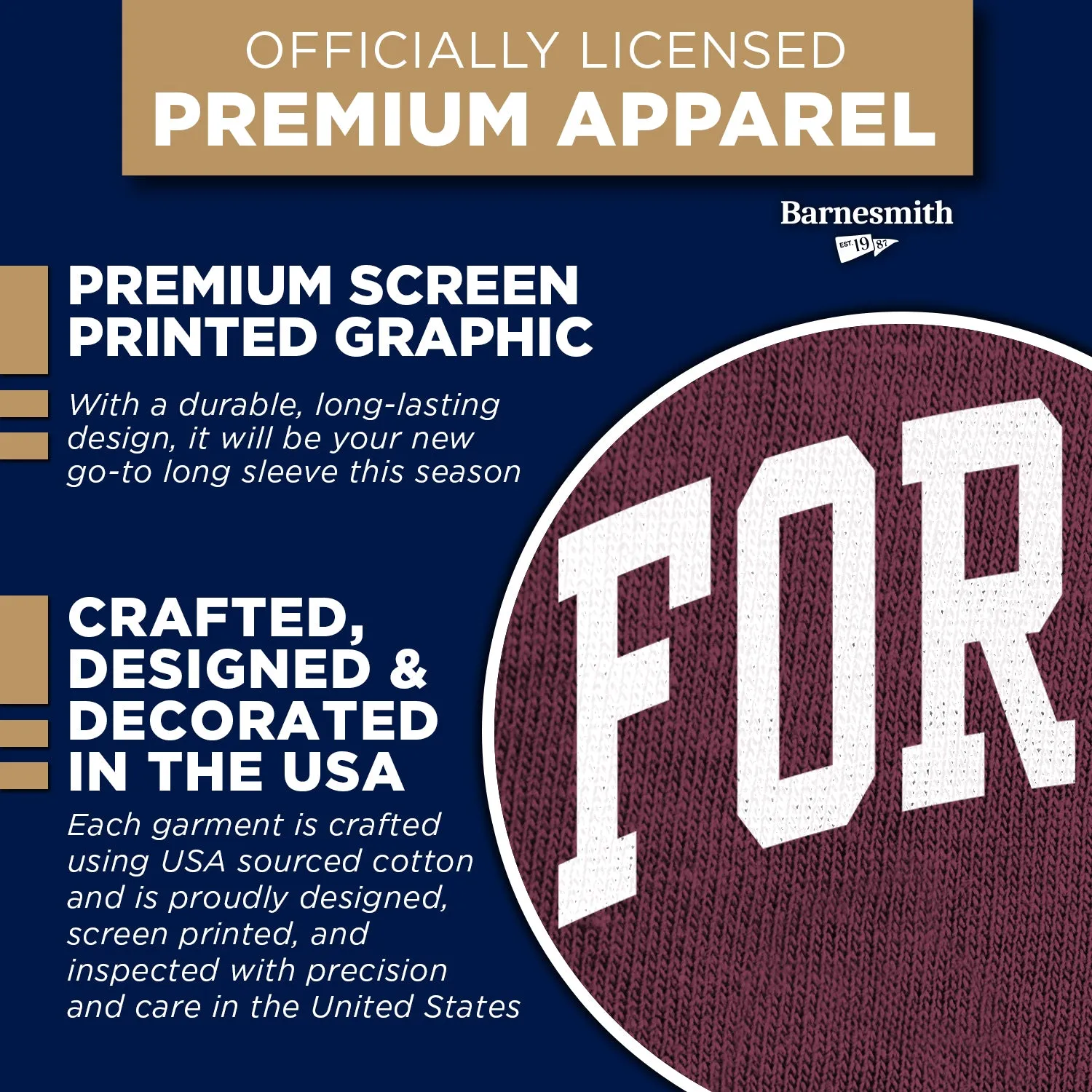 Fordham University Classic Long Sleeve T-Shirt (Maroon) sold by Barnesmith product image thumbnail 4