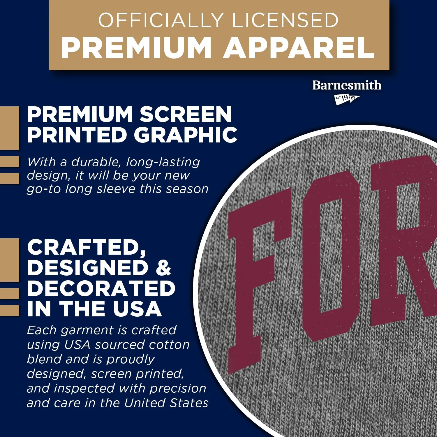 Fordham University Classic Long Sleeve T-Shirt (Charcoal Grey) sold by Barnesmith product image thumbnail 4