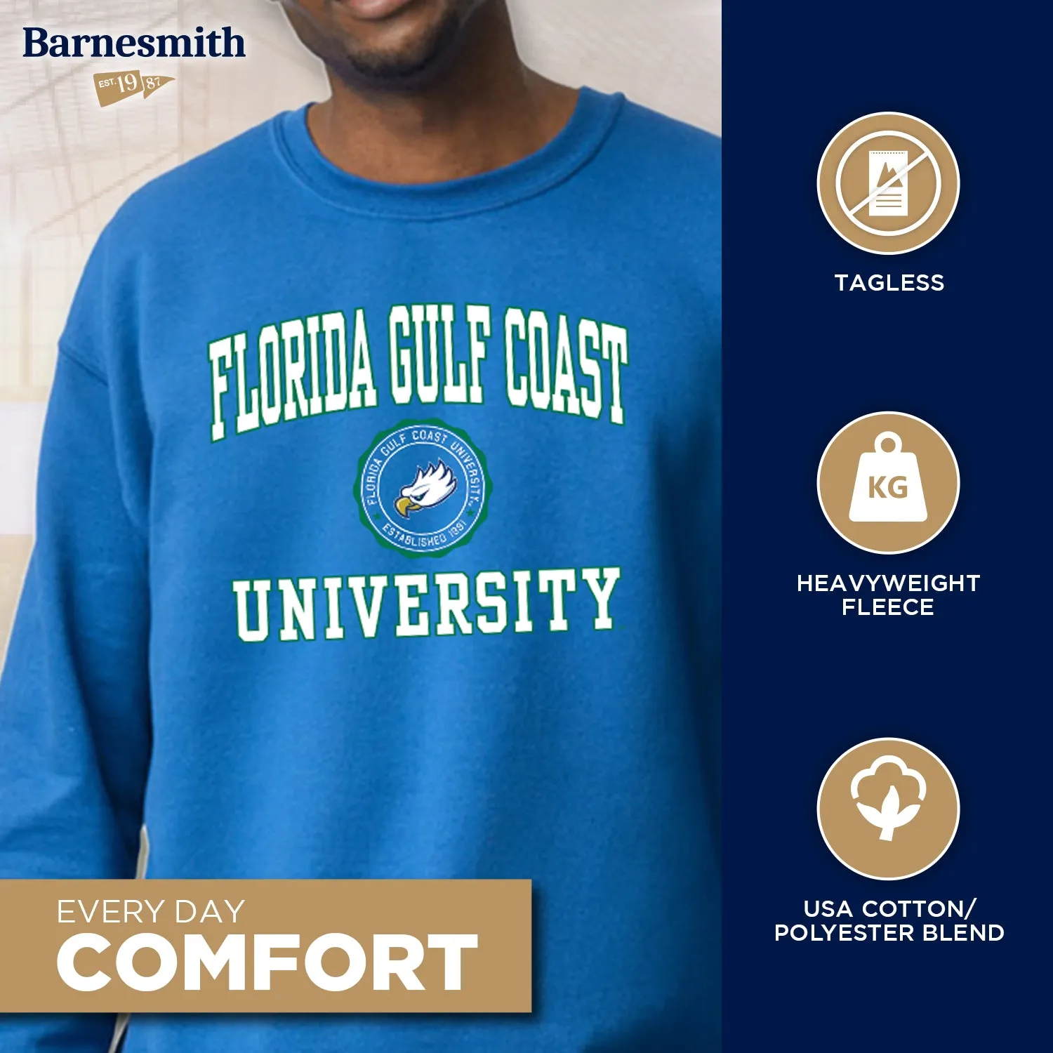 Florida Gulf Coast University Heritage Sweatshirt (Royal Blue) sold by Barnesmith product image thumbnail 3