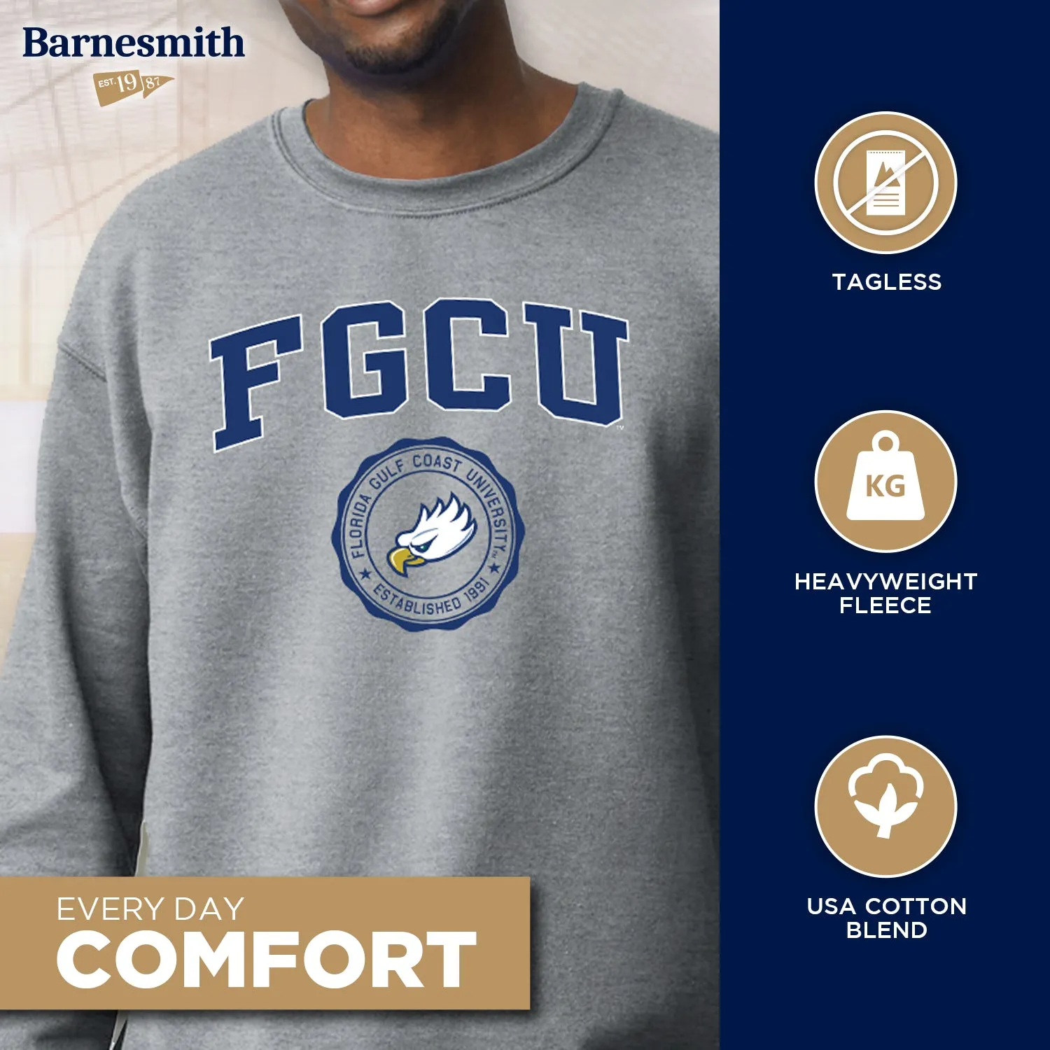 Florida Gulf Coast University Heritage Sweatshirt (Charcoal Grey) sold by Barnesmith product image thumbnail 3