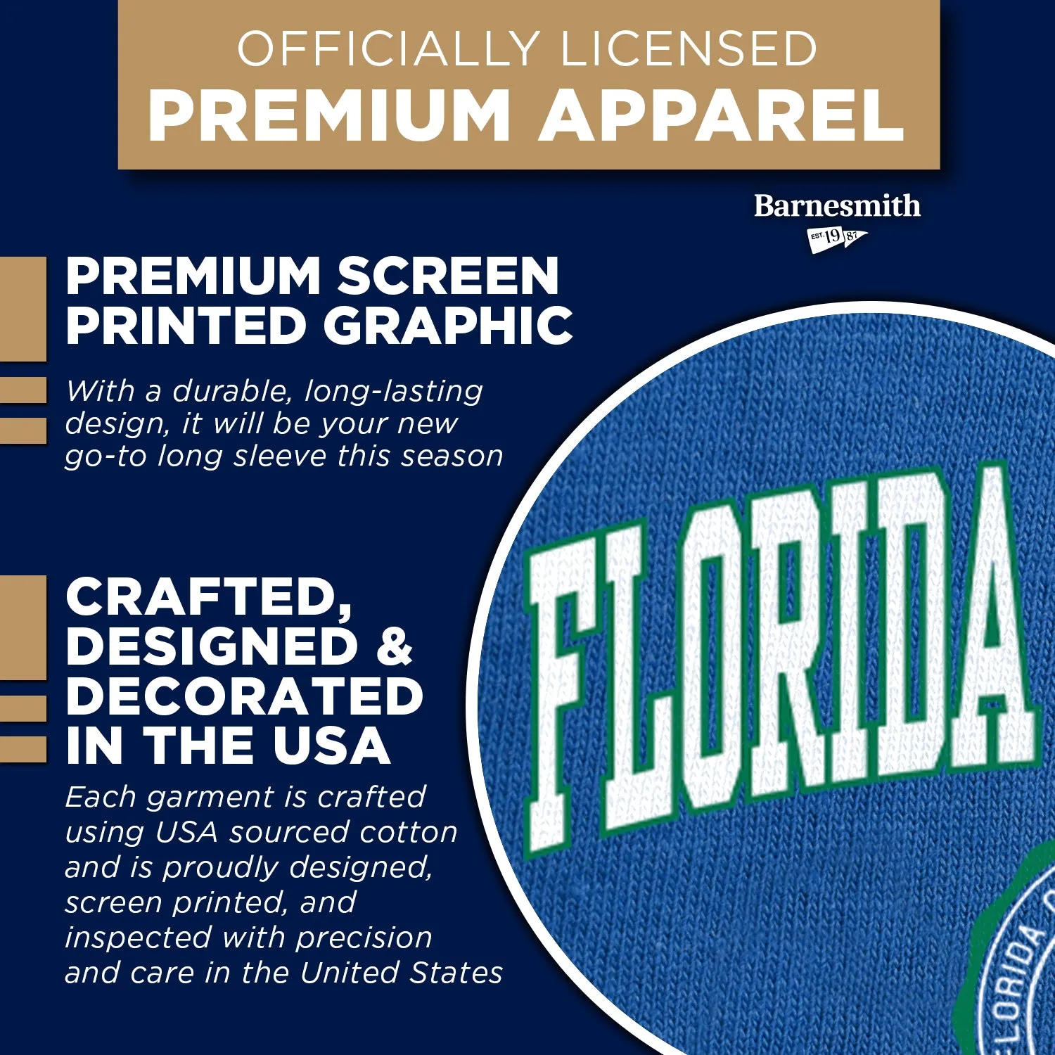 Florida Gulf Coast University Heritage Long Sleeve T-Shirt (Royal Blue) sold by Barnesmith product image thumbnail 4