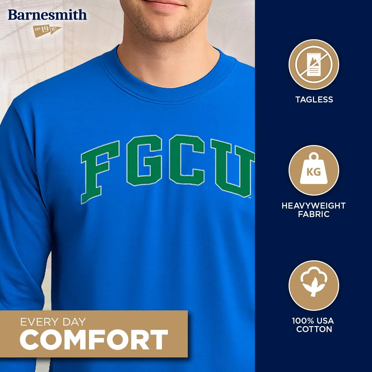 Florida Gulf Coast University Classic Long Sleeve T-Shirt (Royal Blue) sold by Barnesmith product image thumbnail 3
