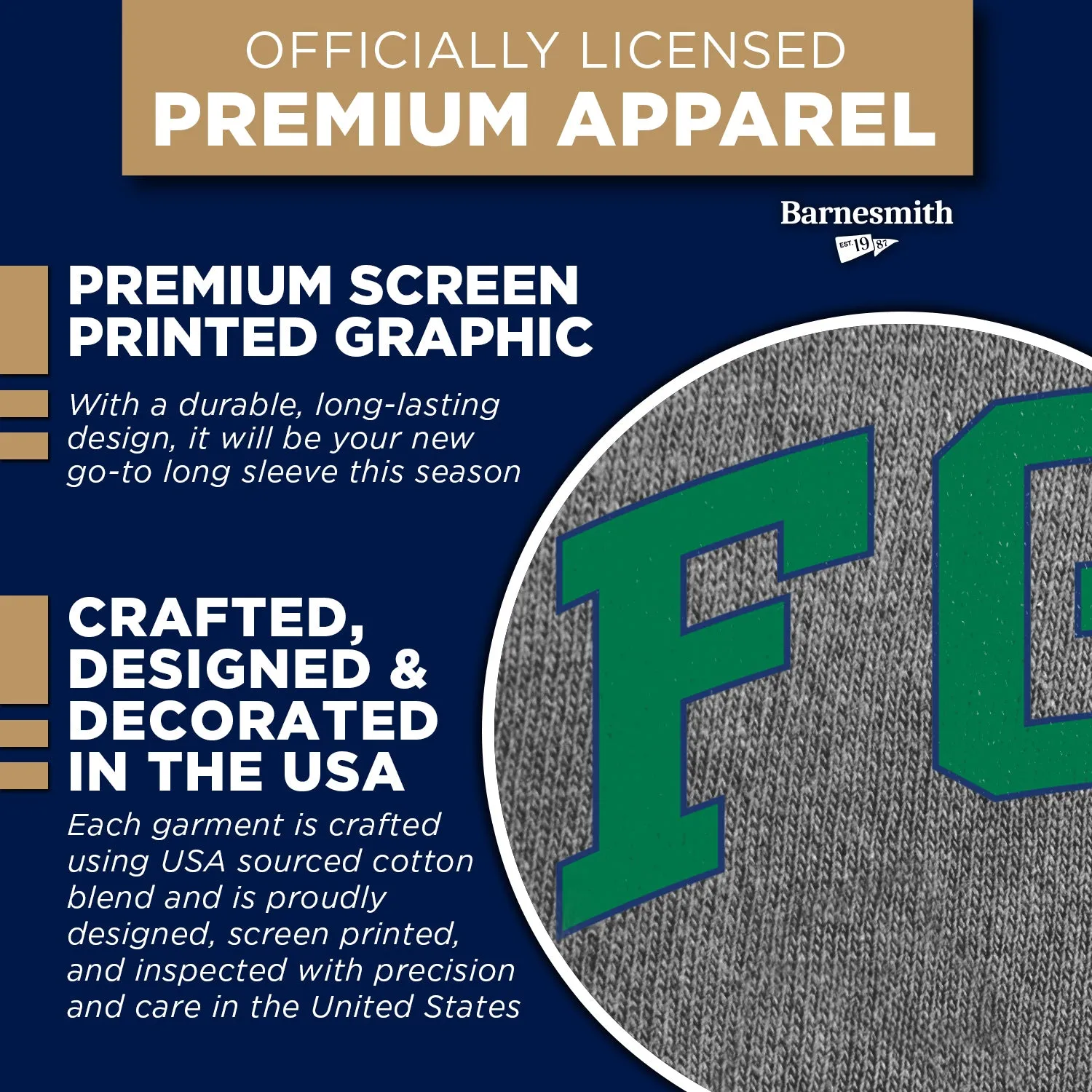 Florida Gulf Coast University Classic Long Sleeve T-Shirt (Charcoal Grey) sold by Barnesmith product image thumbnail 4