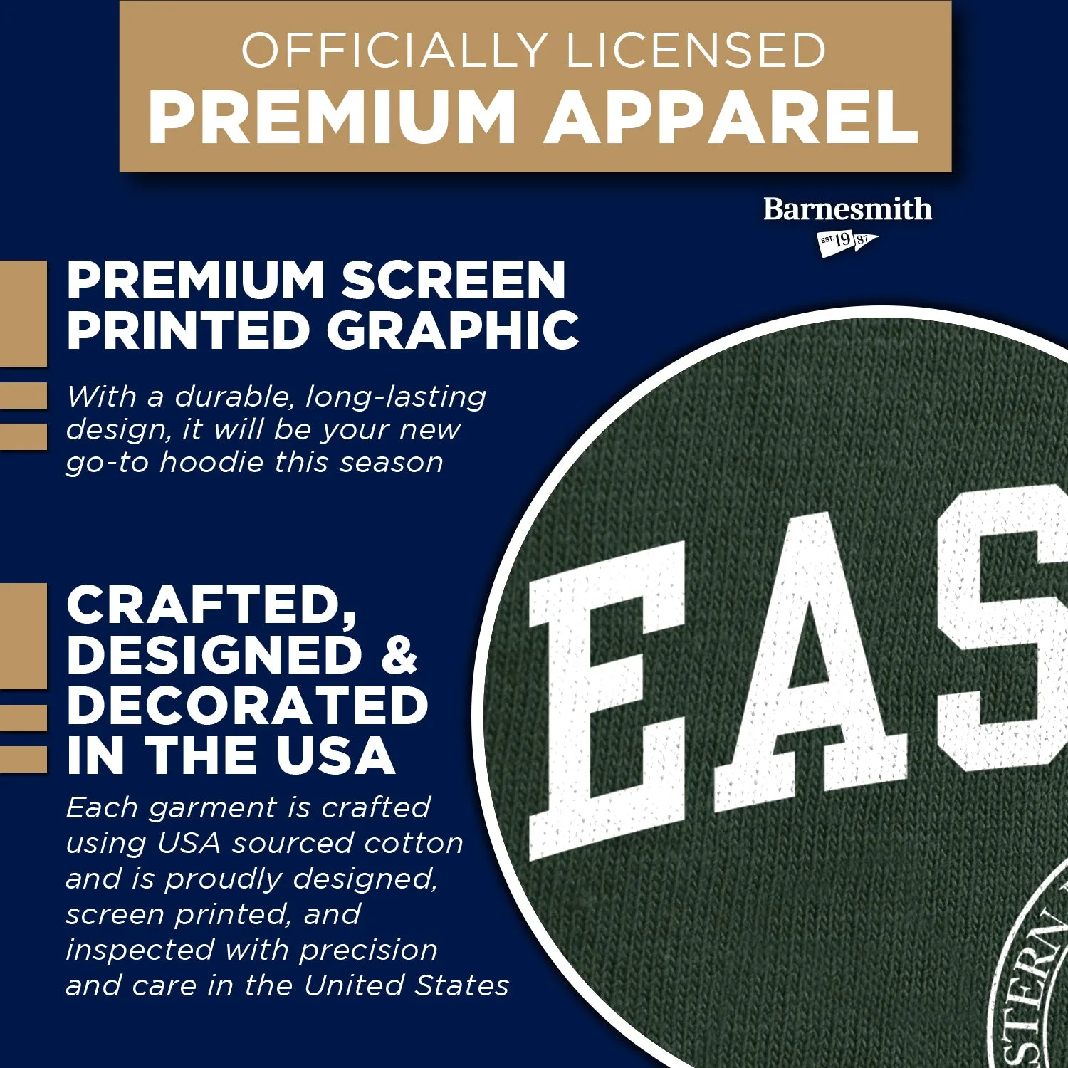 Eastern Michigan University Heritage Hooded Sweatshirt (Hunter Green) sold by Barnesmith product image thumbnail 4
